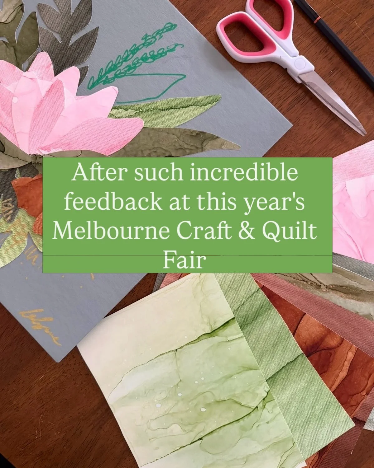 After such incredible feedback at this year&rsquo;s Melbourne Craft &amp; Quilt Fair 

I have started exploring options for&hellip;

Creative collage kits with beautiful hand-inked papers and sustainable canvas. ✂️🎨

That you can cut out yourself to