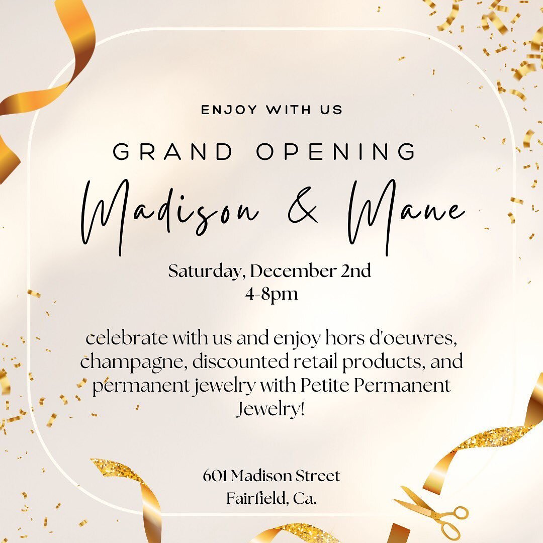 Join us and celebrate the opening of Downtown Fairfield&rsquo;s newest salon! 🎉 

Special guest @petitepermanentjewelry will be here offering her permanent jewelry services. ✨ 

Take advantage of 20% off @kevin.murphy products during this special ev