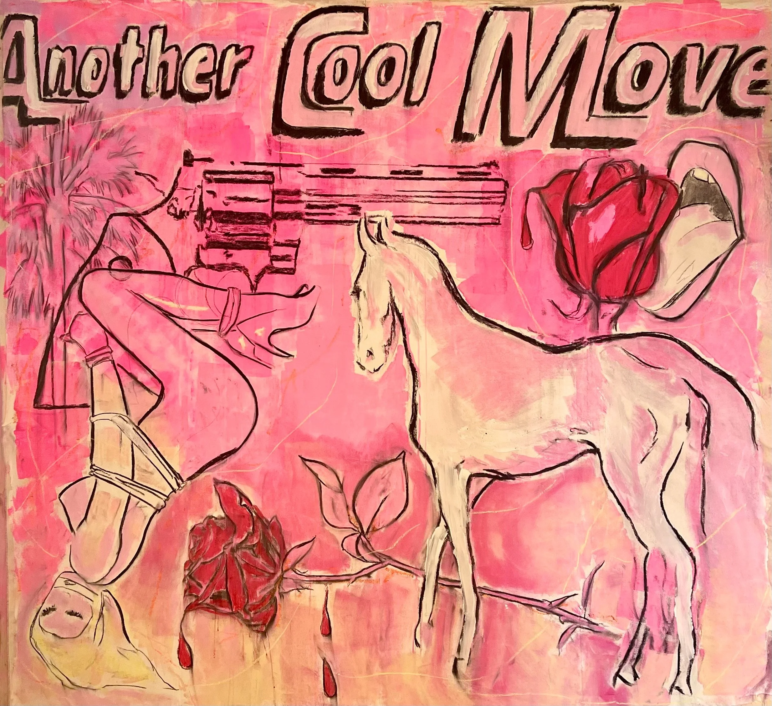 Another Cool Move 2, 2025, mixed media on unbleached cotton, 210 x 180 cm