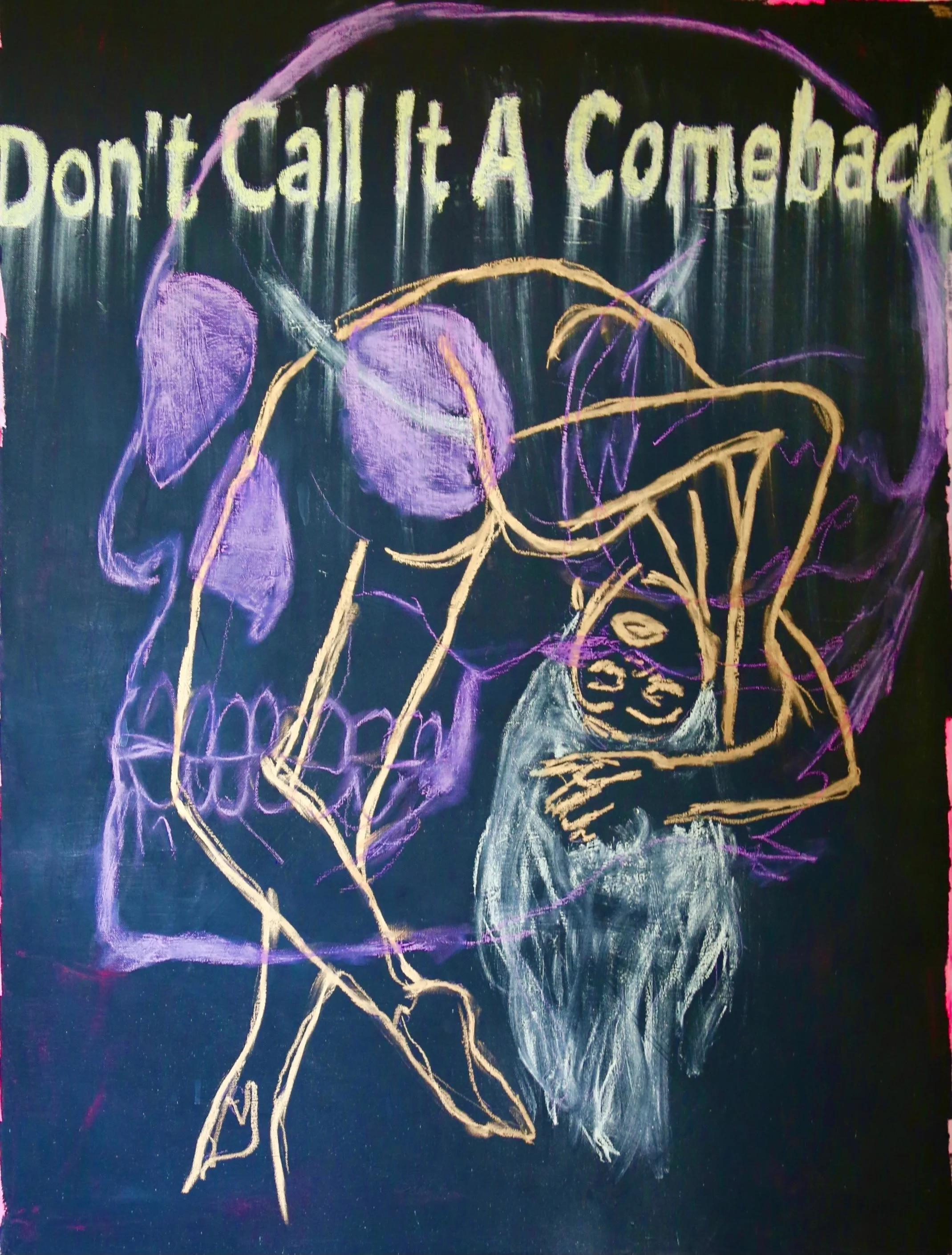 Dont call it a comeback, 2025, mixed media on canvas, 100 x 140 cm