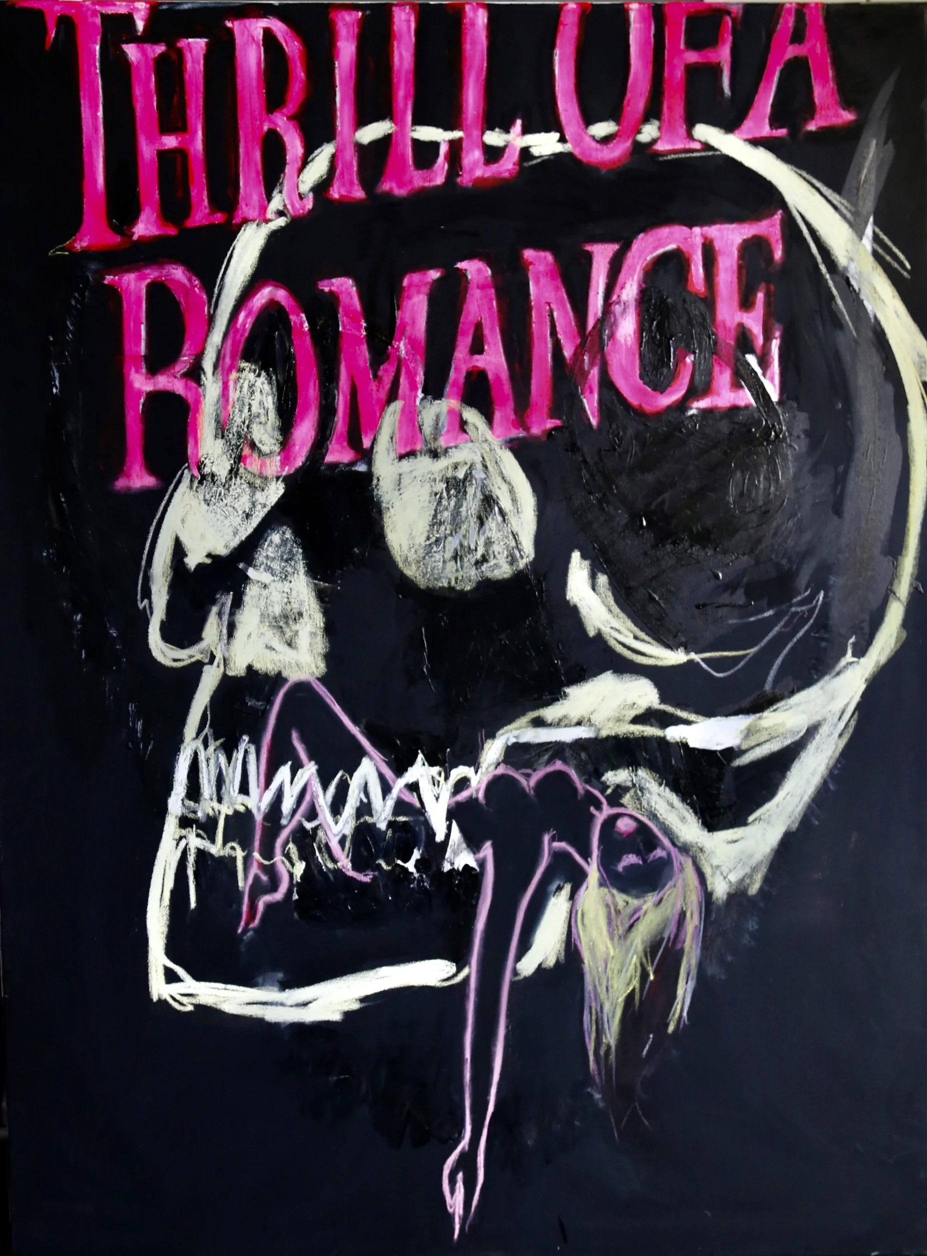 Thrill of a romance, 2025, acrylic and pastel on canvas, 100 x 140 cm