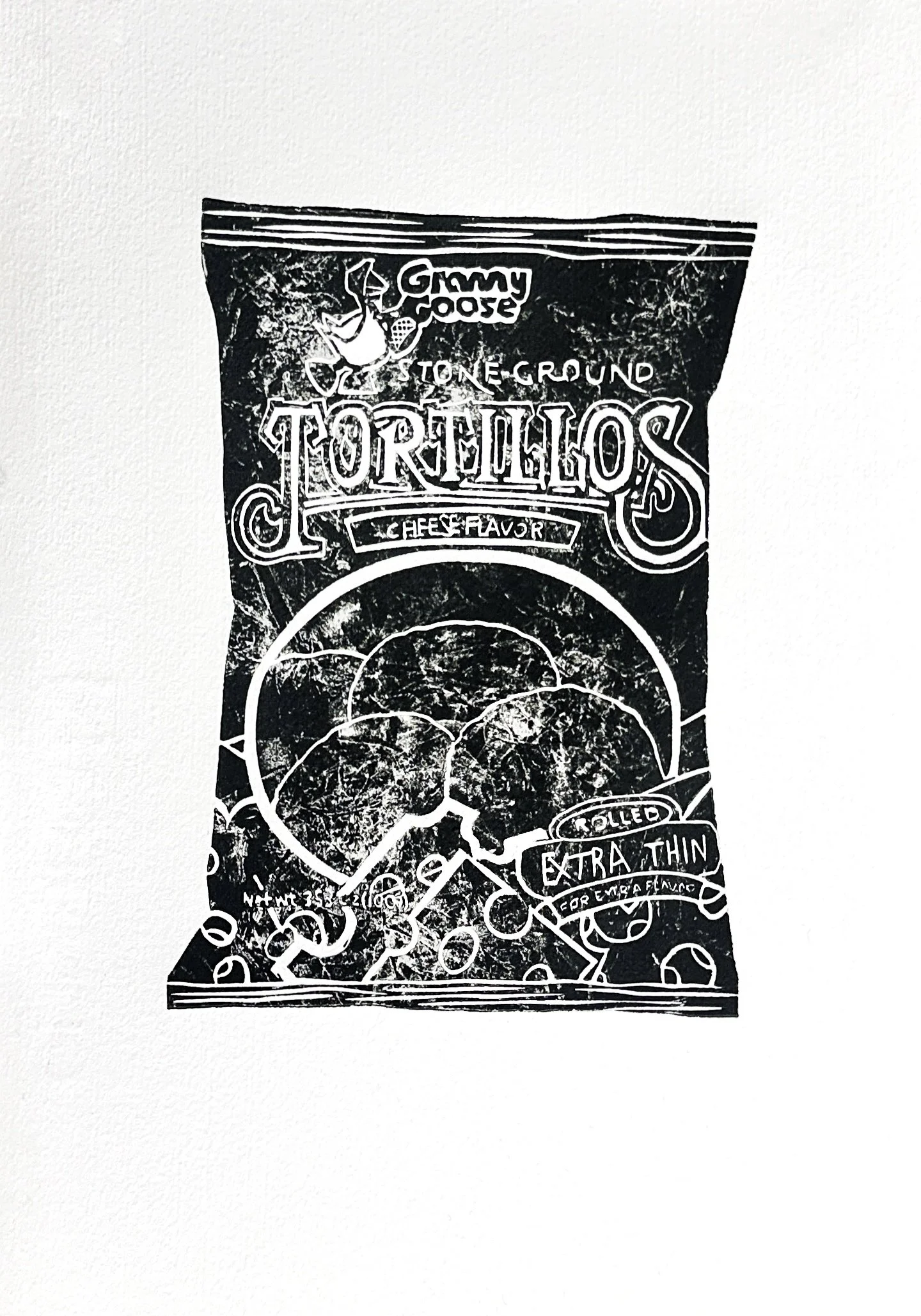 Tortillos, linocut, 2025, (unique state)