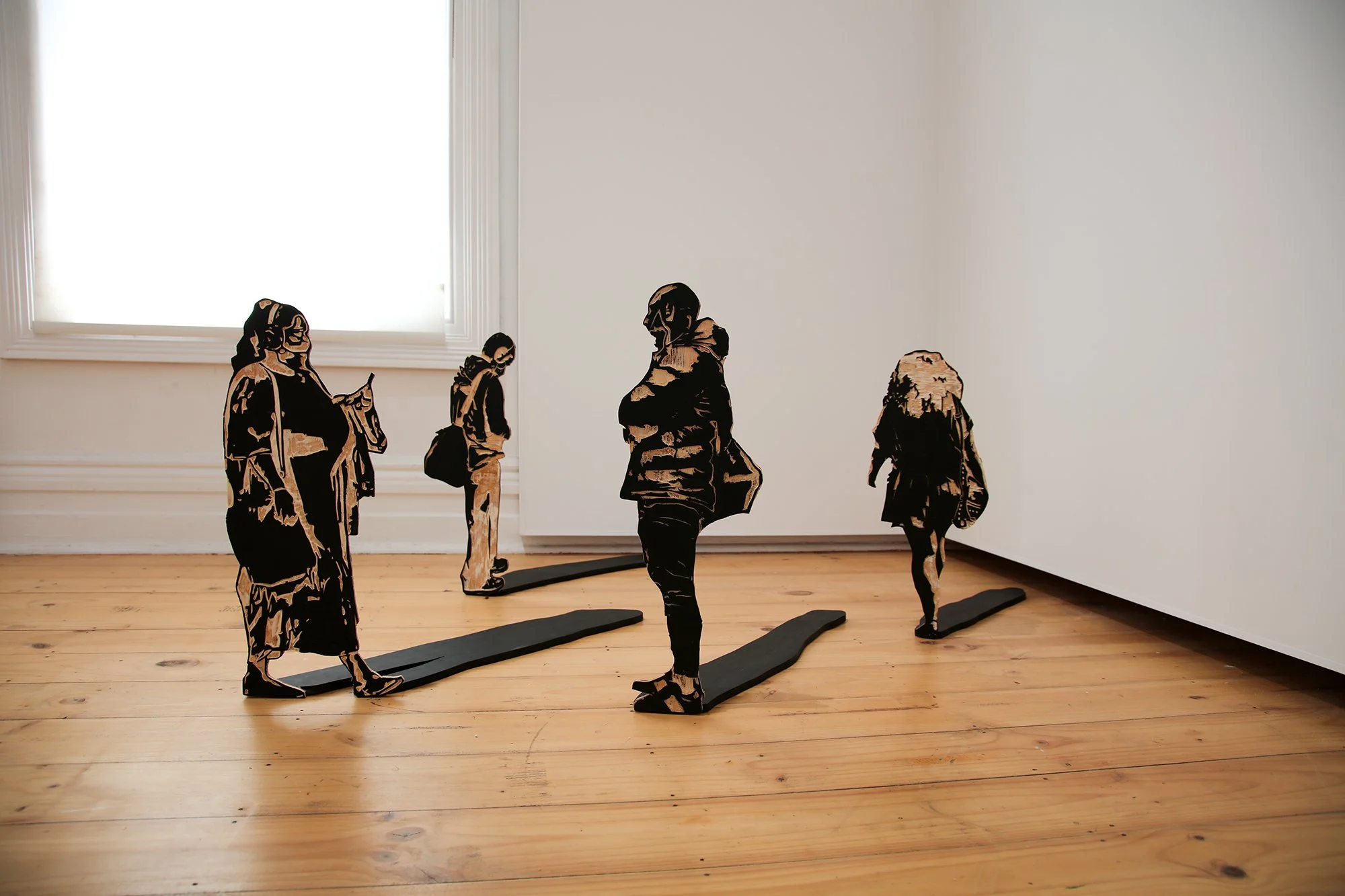 Walking around Flinderr St, Oil on Woodcut, 2021 