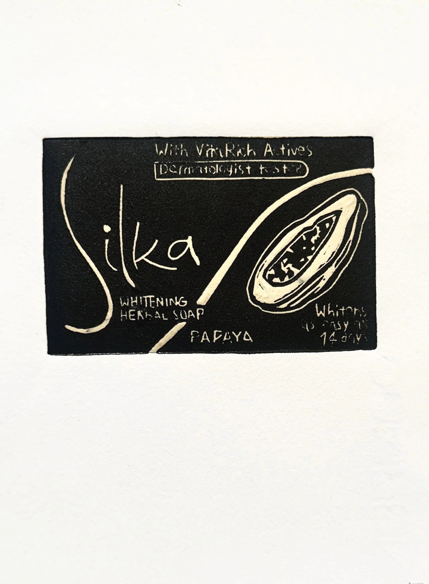 Silka, Linocut with chine collé, 2025