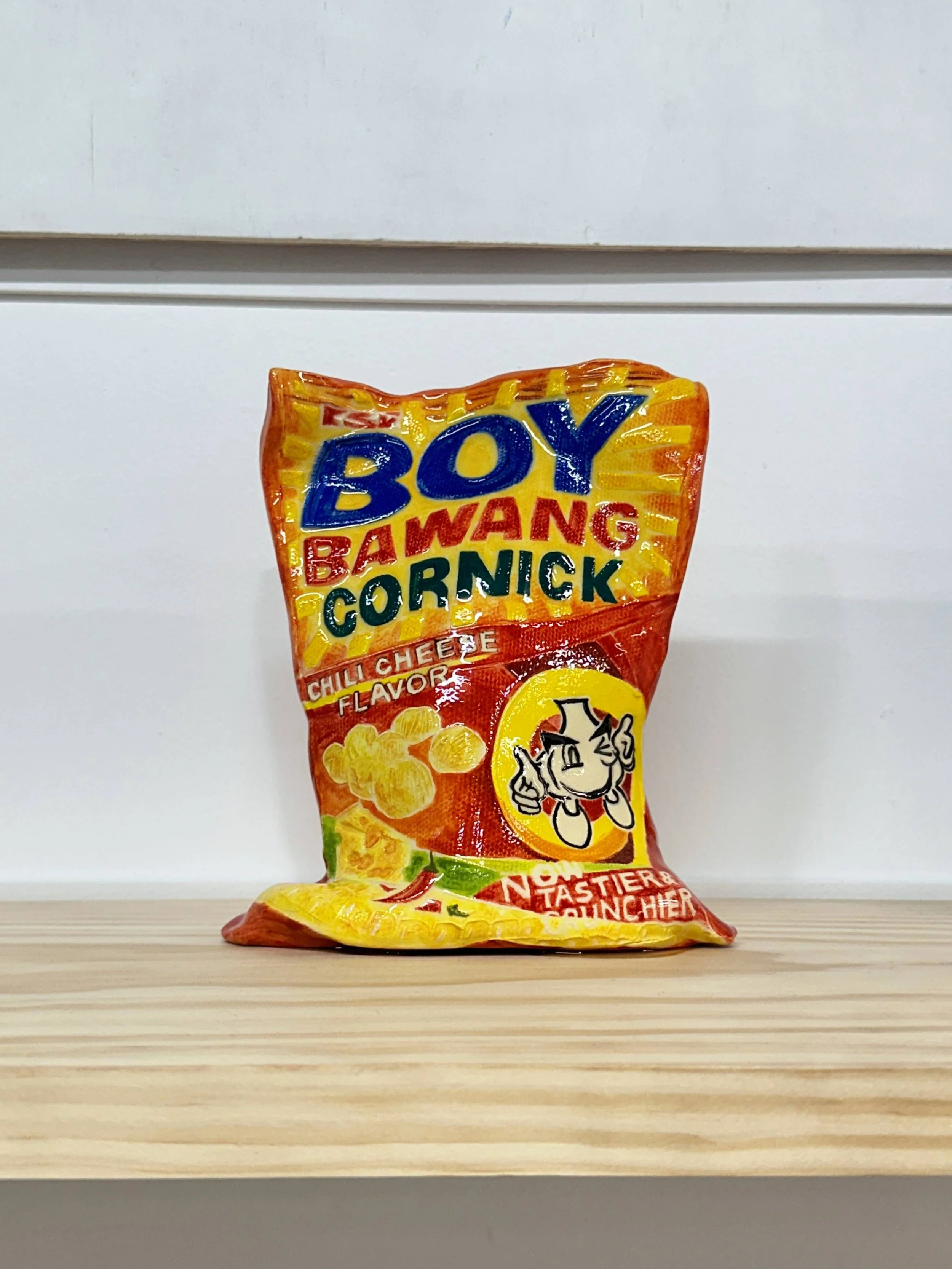 Boy Bawang (Chilli Cheese), Lino embossed on LGH Clay, 2024