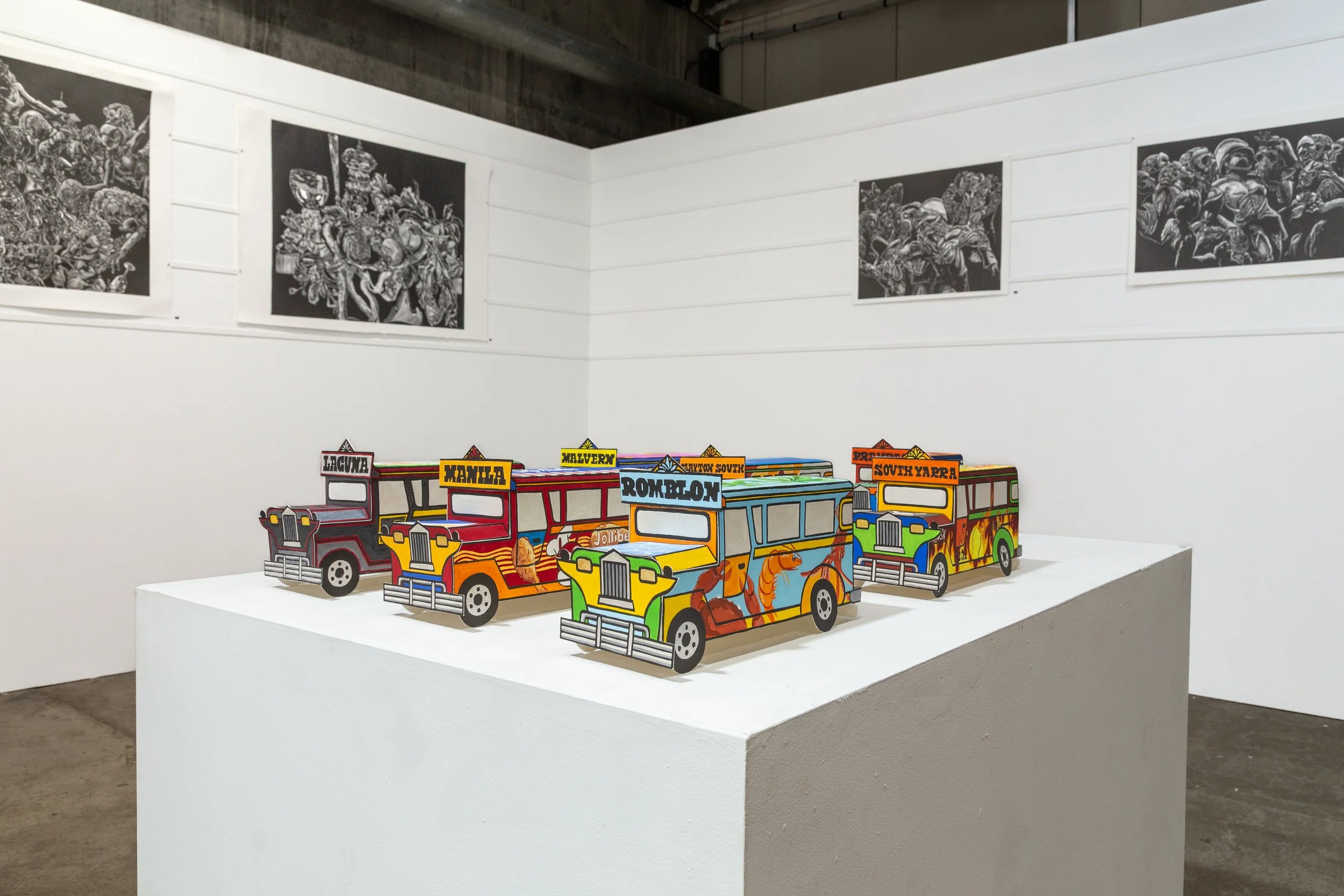 Jeepneys, Linocut, handcoloured with gouache, 2025 (front profile)
Art Documentation by Panisa Ongwat