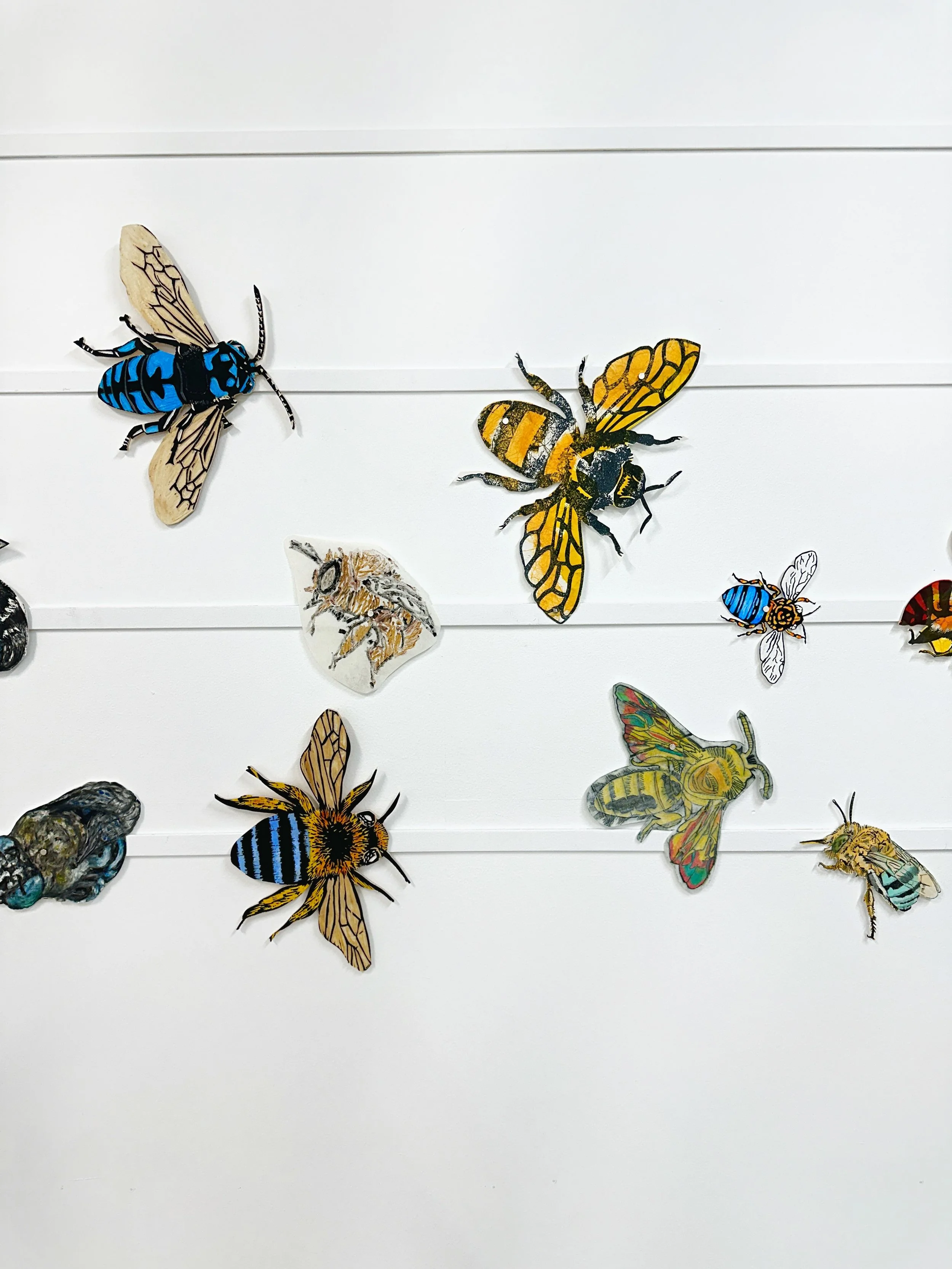 Pollinators, Acrylic Paint on Woodcut, 2025