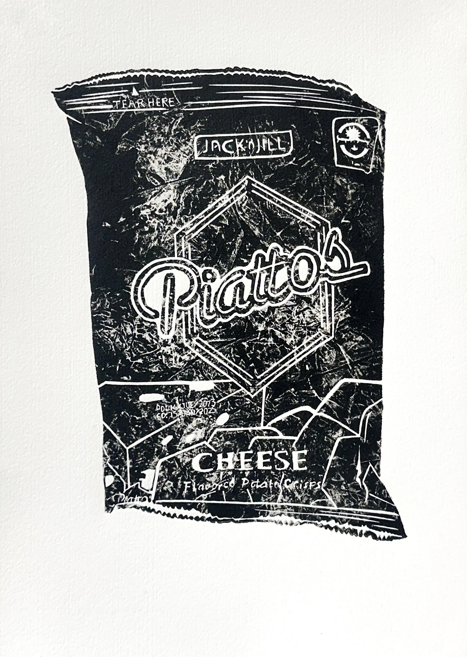 Piattos, linocut, 2025, (unique state)