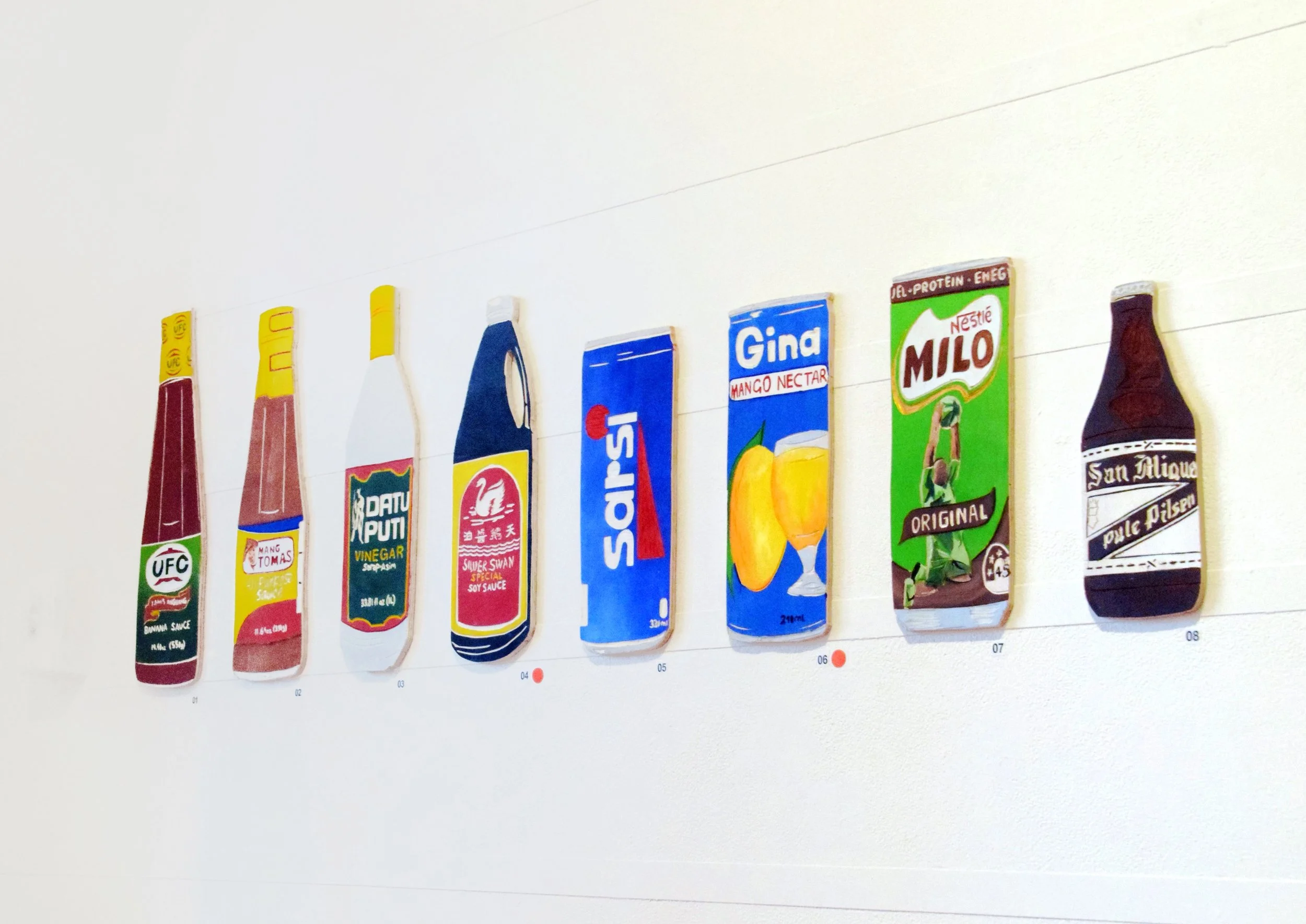 Filipino Condiments, Acrylic Paint on Woodcut, 2025