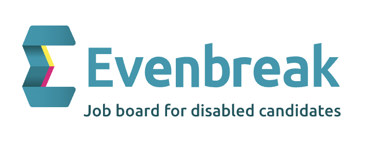 A blue/ green logo for Evenbreak, Job board for disabled candidates
