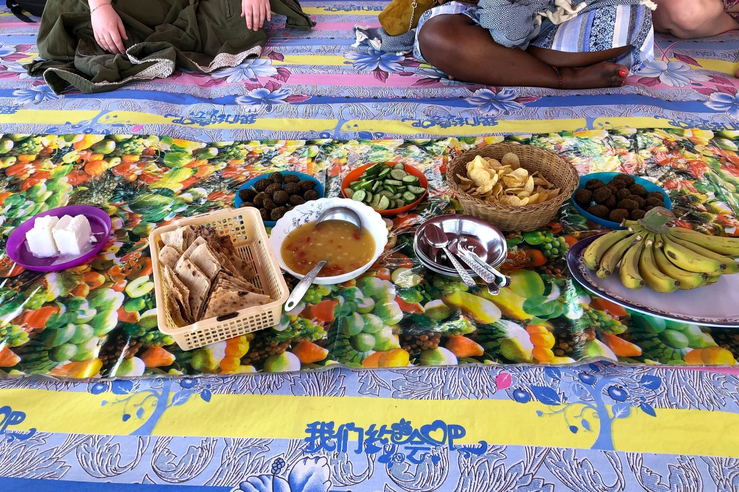 Food served on a Nile river felucca in Egypt
