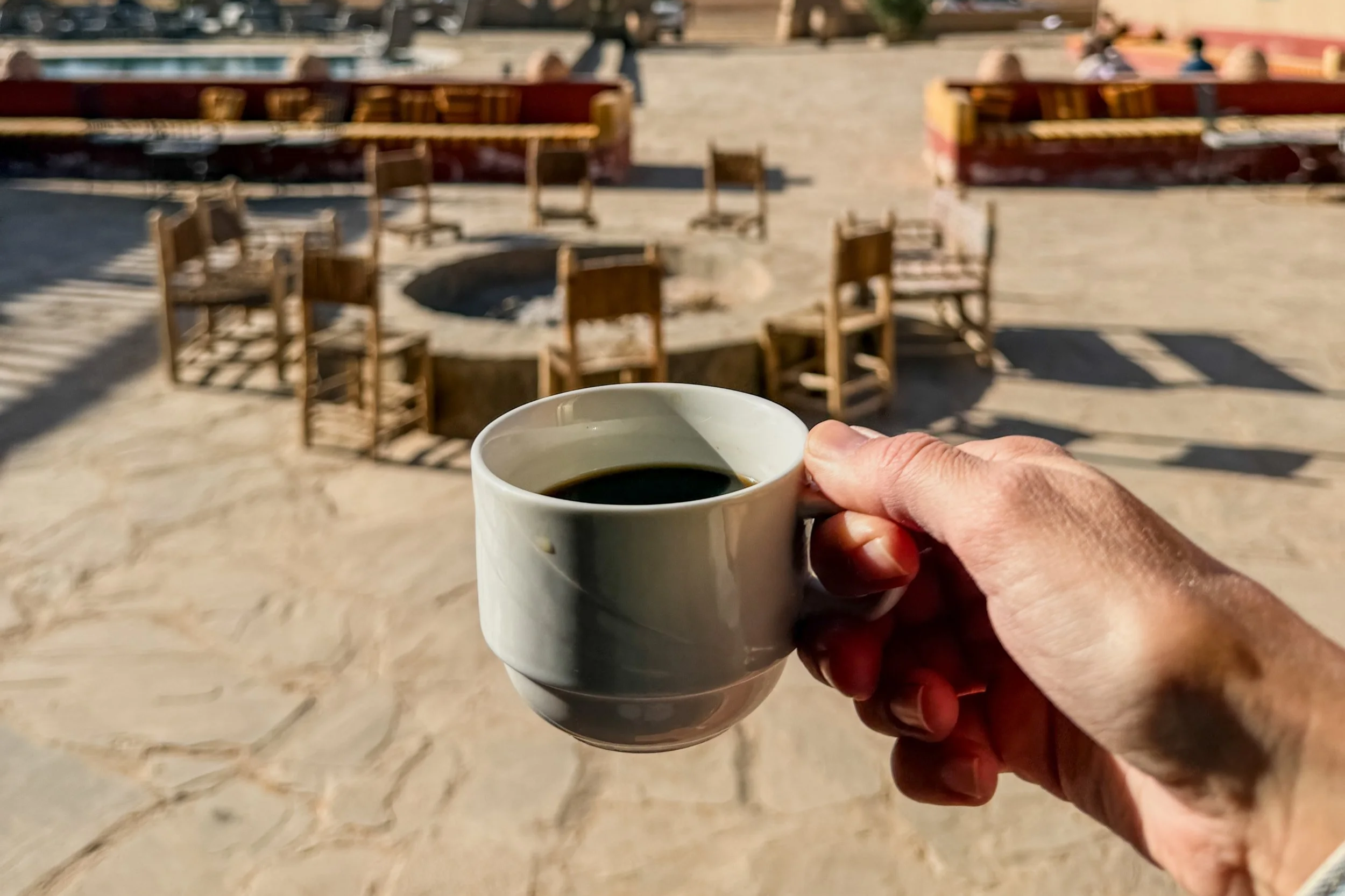 Coffee at a desert camp in the Sahara in Morocco