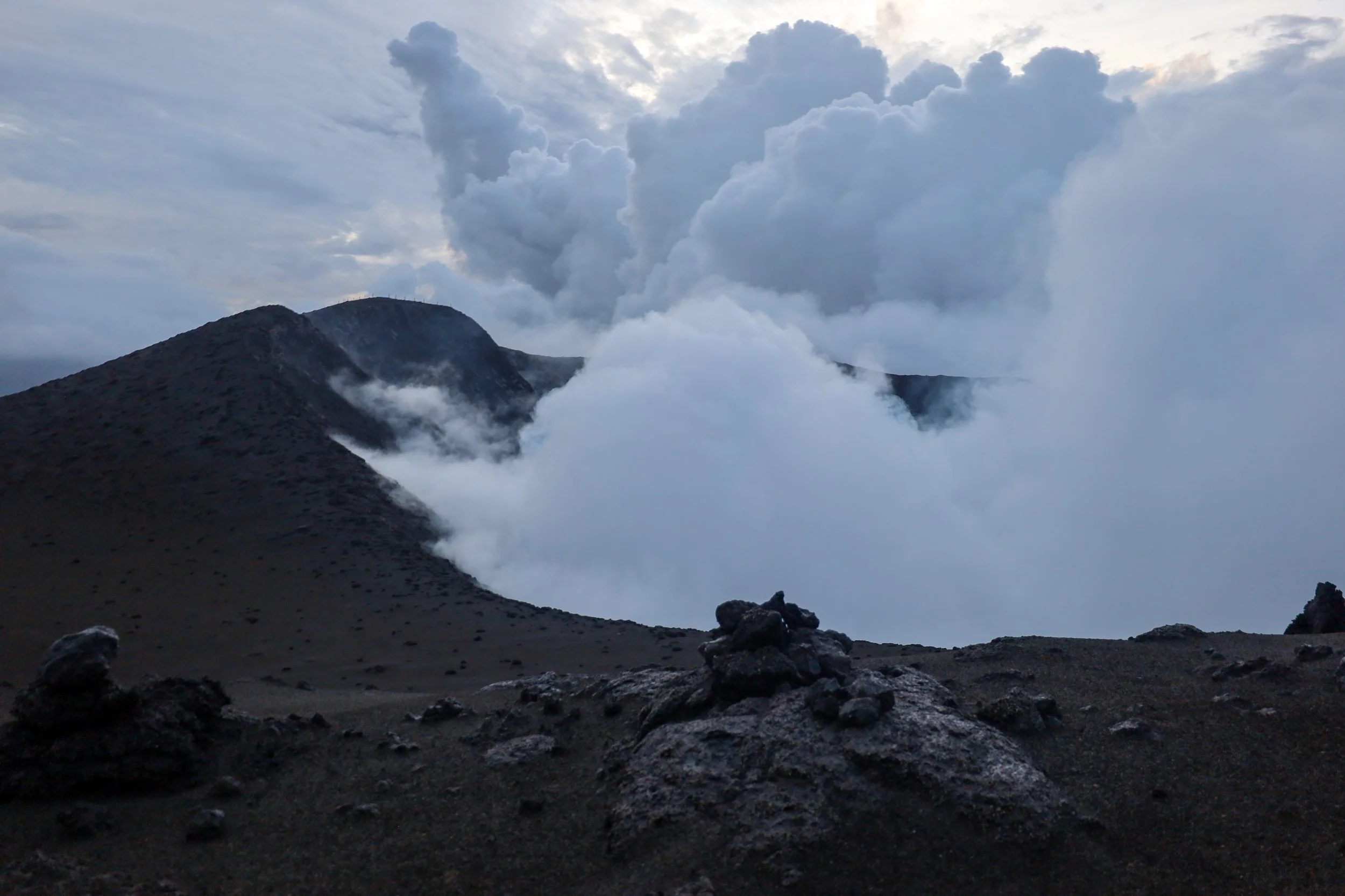 The smoke rising from Mount Yasur volcano on Tanna Island in Vanuatu
