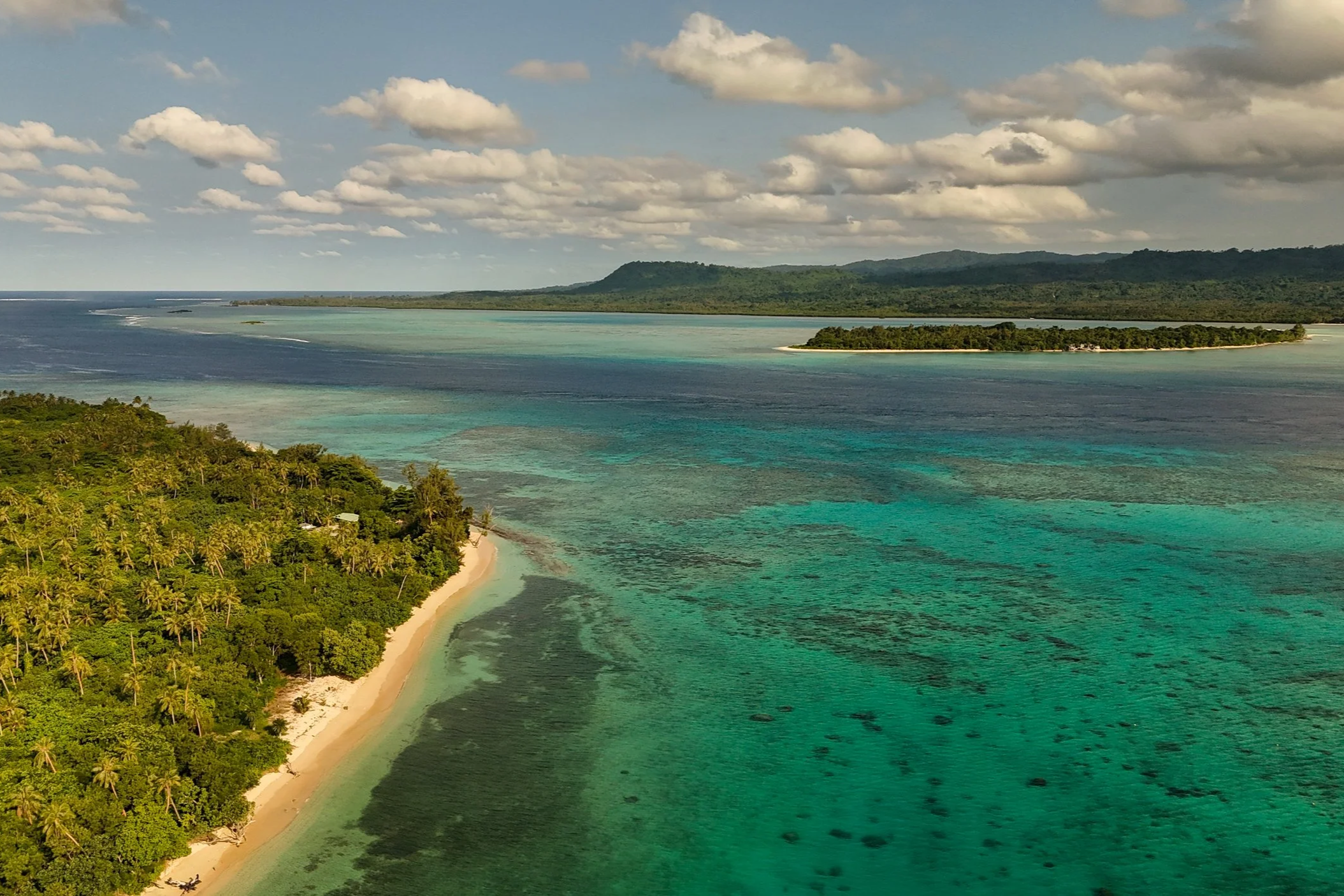 Aerial view of Efate Island and Pele Island in Vanuatu
