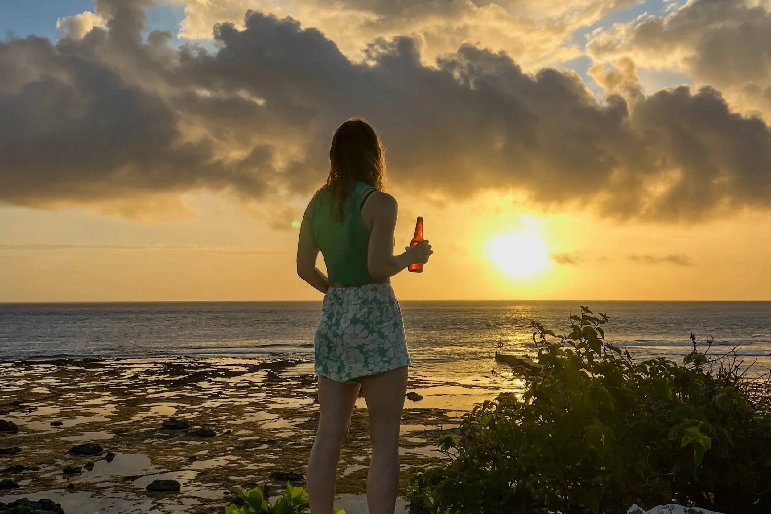 Drinking local cider while watching the sunset on Tanna Island in Vanuatu