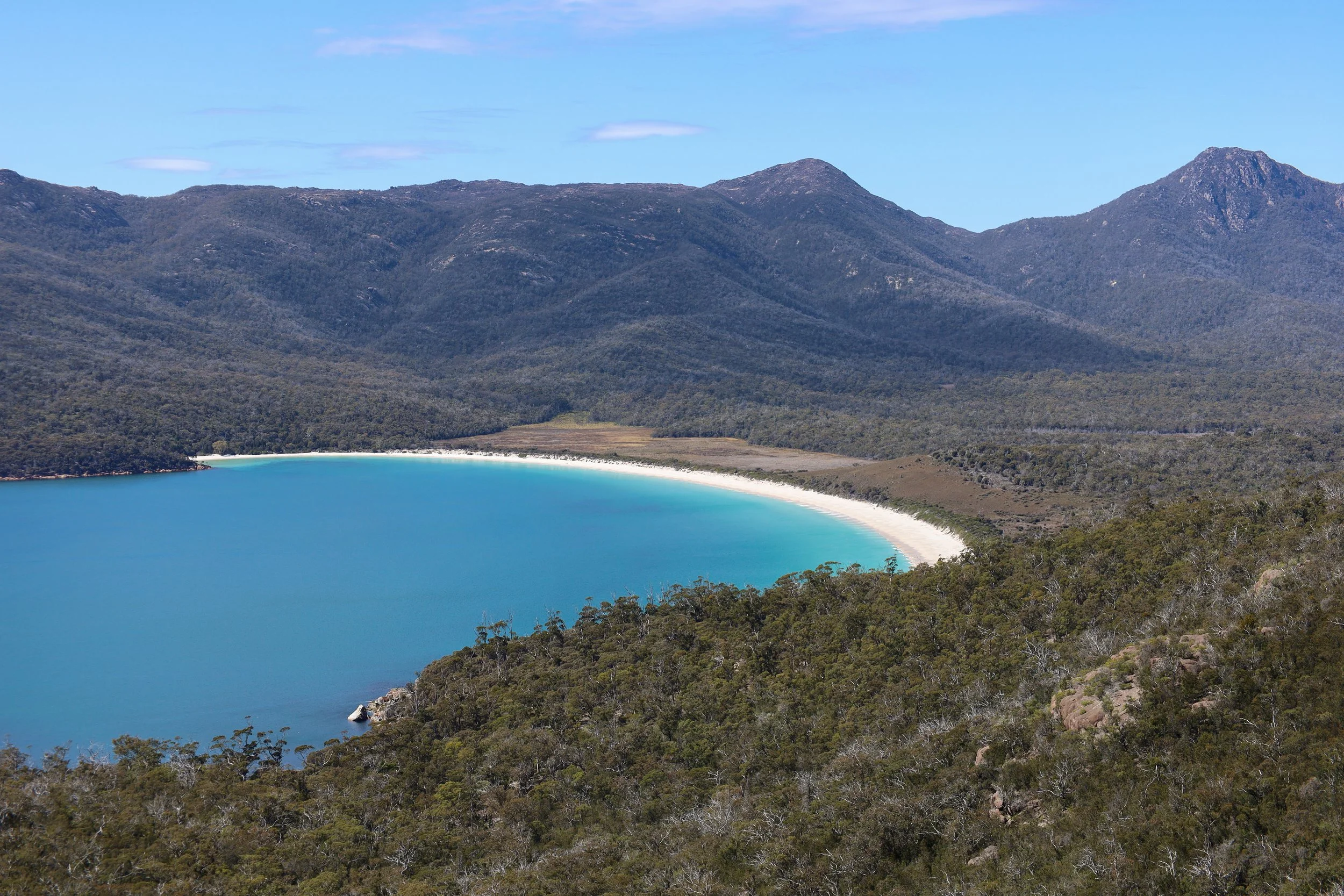 The view from Wineglass Bay Lookout in Freycinet National Park, Tasmania