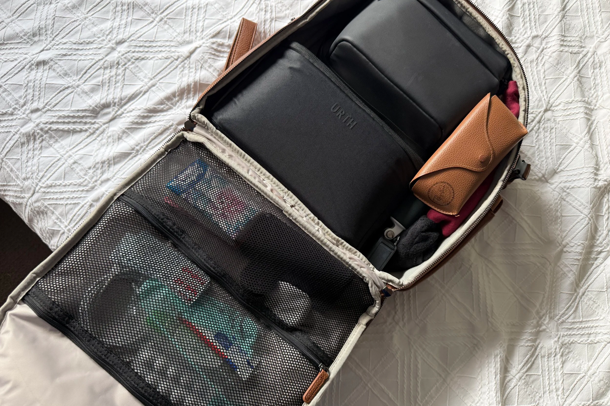What's in my carry on bag. My fave taz + tez Tildy Carryall Backpack in tan