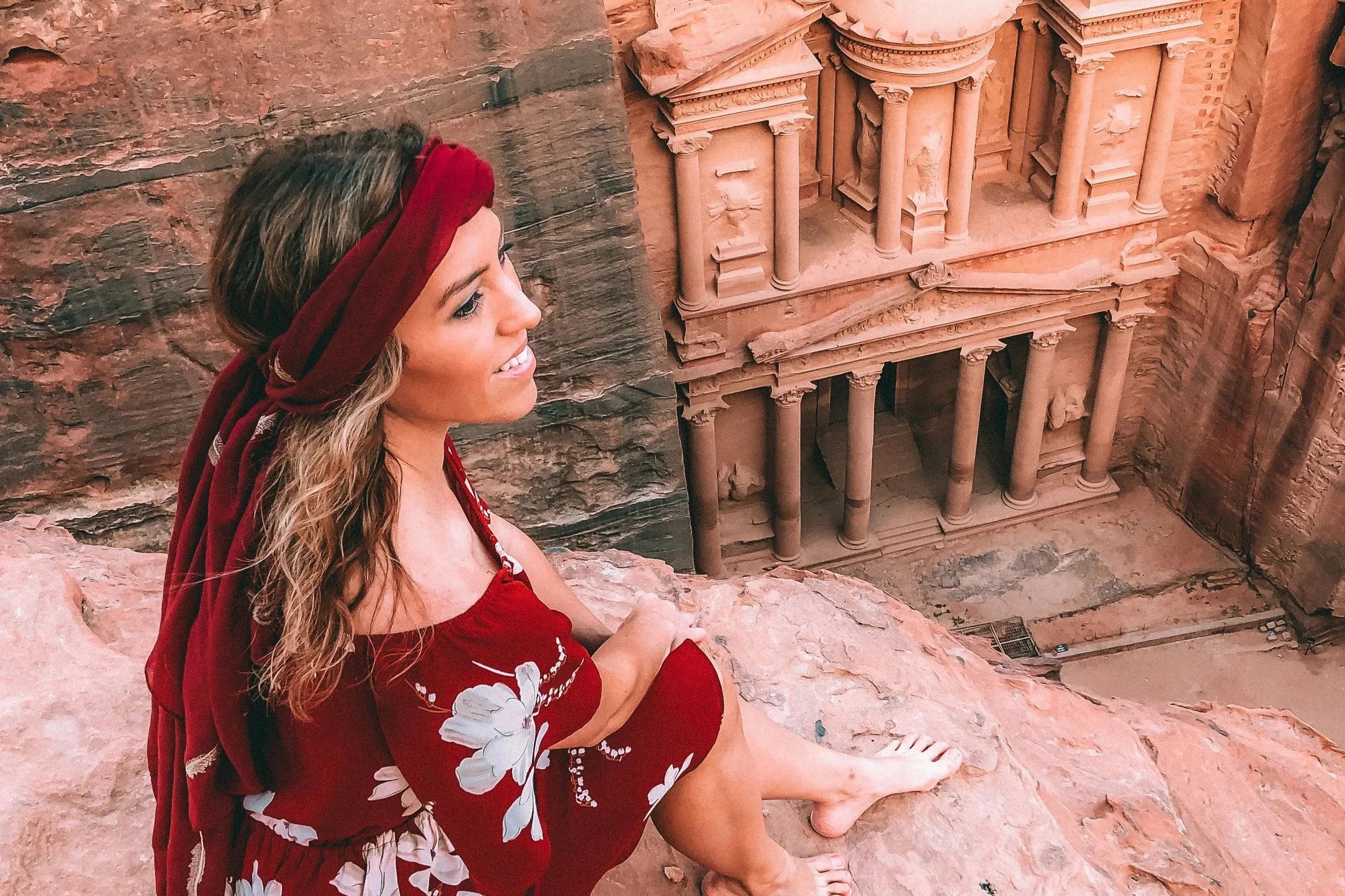 Looking over the Treasury in Petra, Jordan