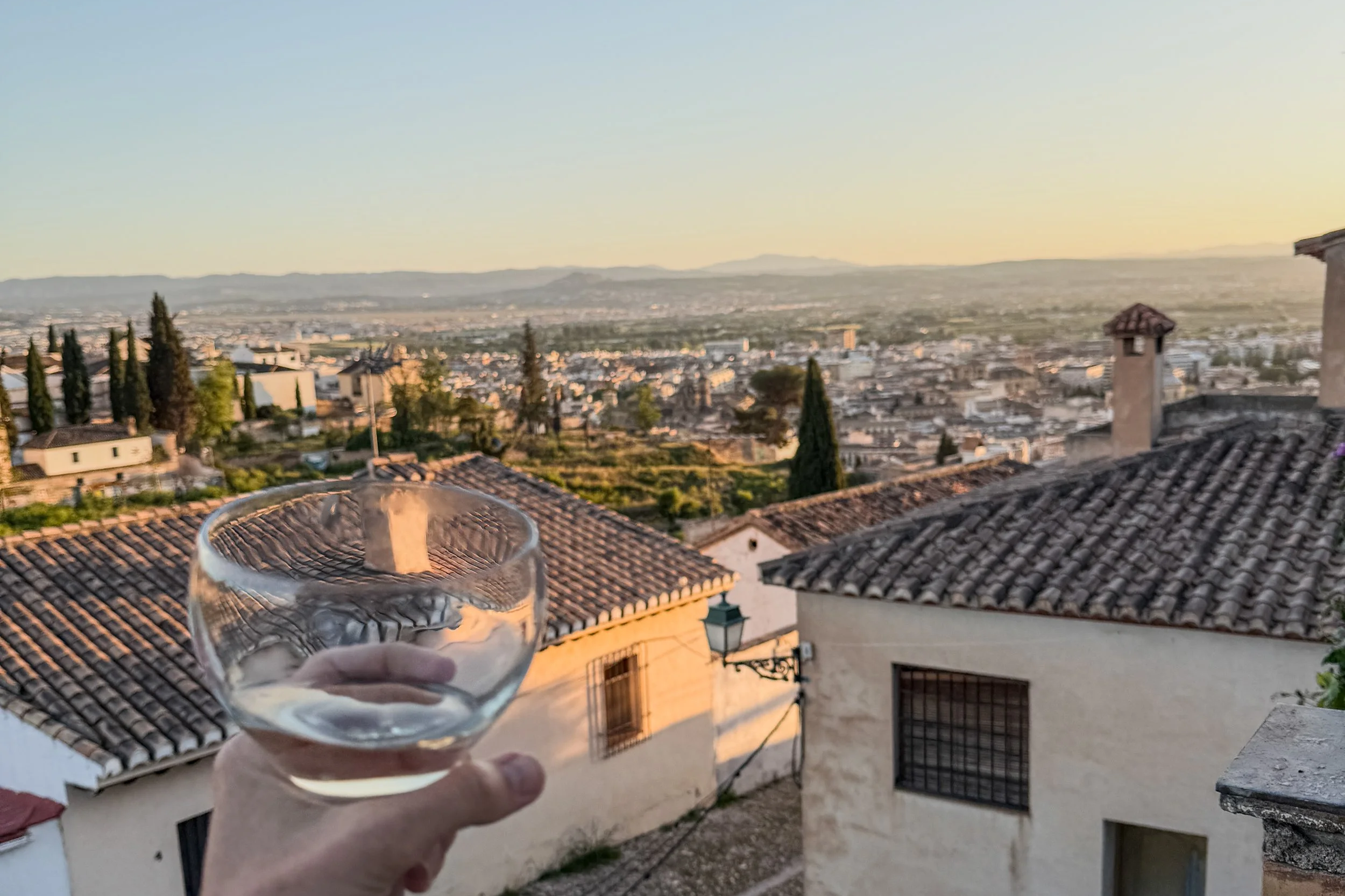 Drinking wine overlooking Granada during the 2025 blackout in Spain