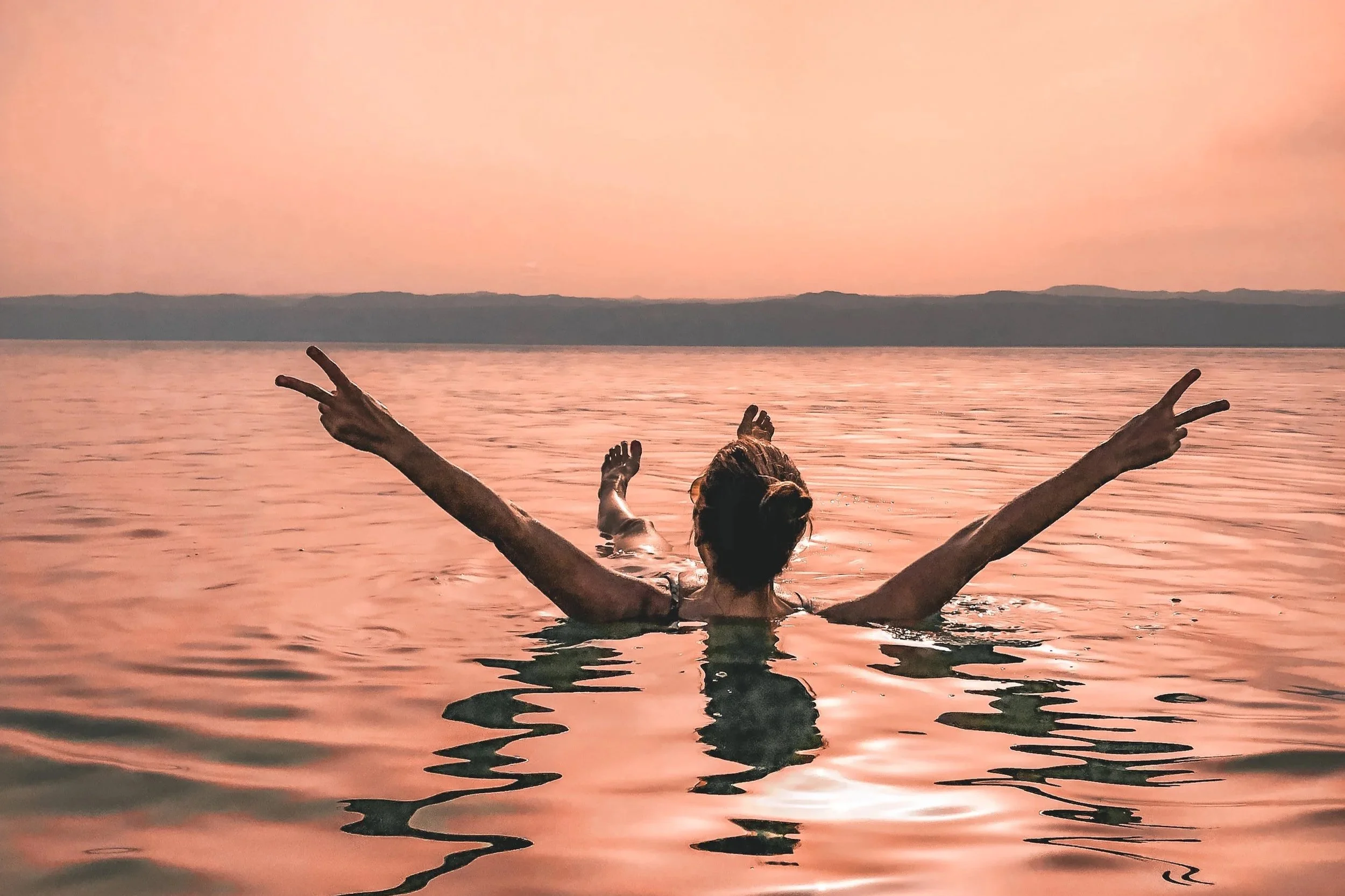 Floating in the Dead Sea in Jordan