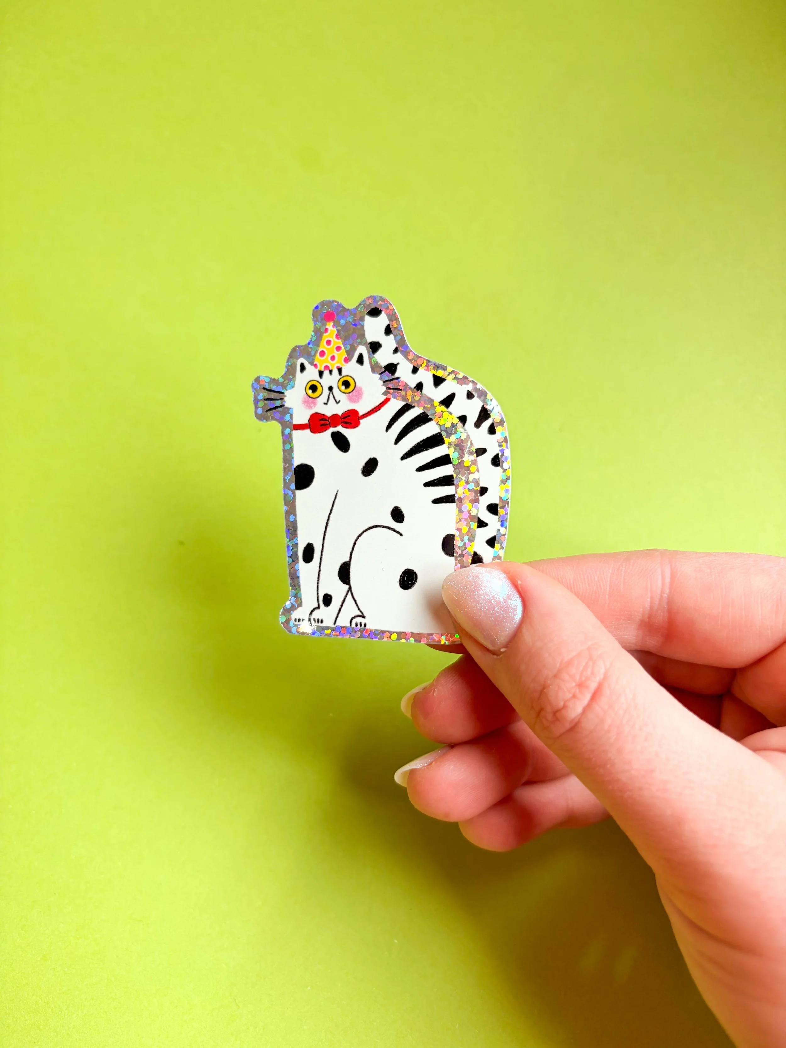 vinyl glitter sticker waterproof birthday cat by laura ortiz.jpg
