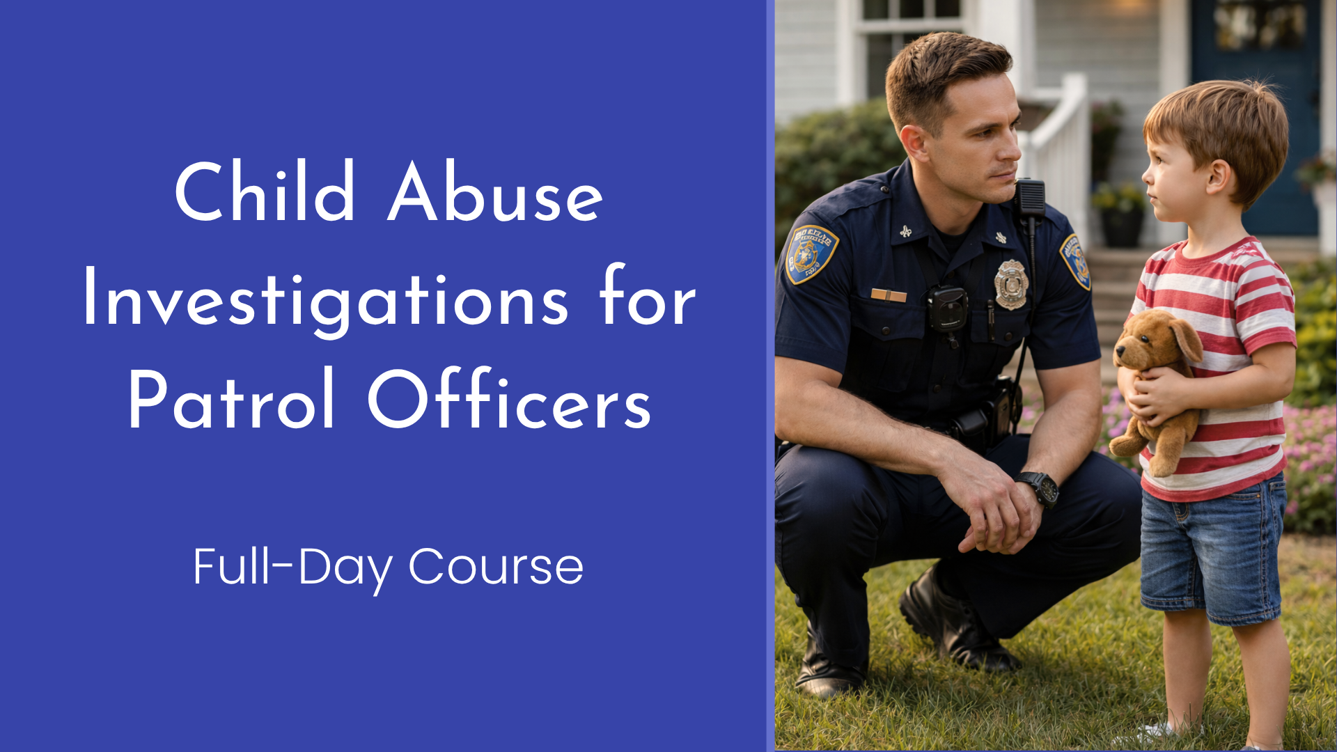 Title slide for training titled "Child Abuse Investigations for Patrol Officers"