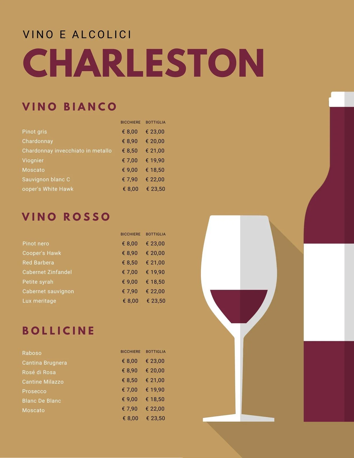 menu vini