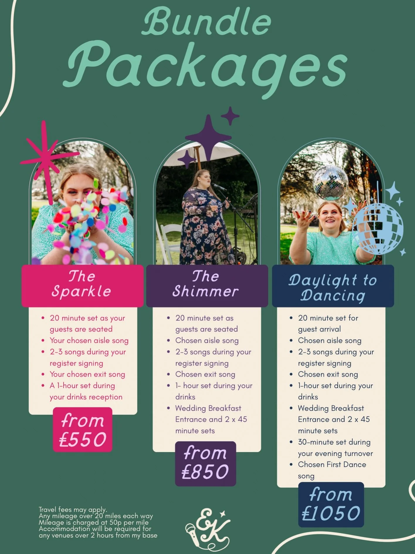 💖 MY PACKAGES 💖

As part of my rebrand, it felt only right to give my packages a little revamp ✨

I am so excited to share these with you, the names are so much more inviting, more unique and more me 🫶🏻

All of these packages come with a set list