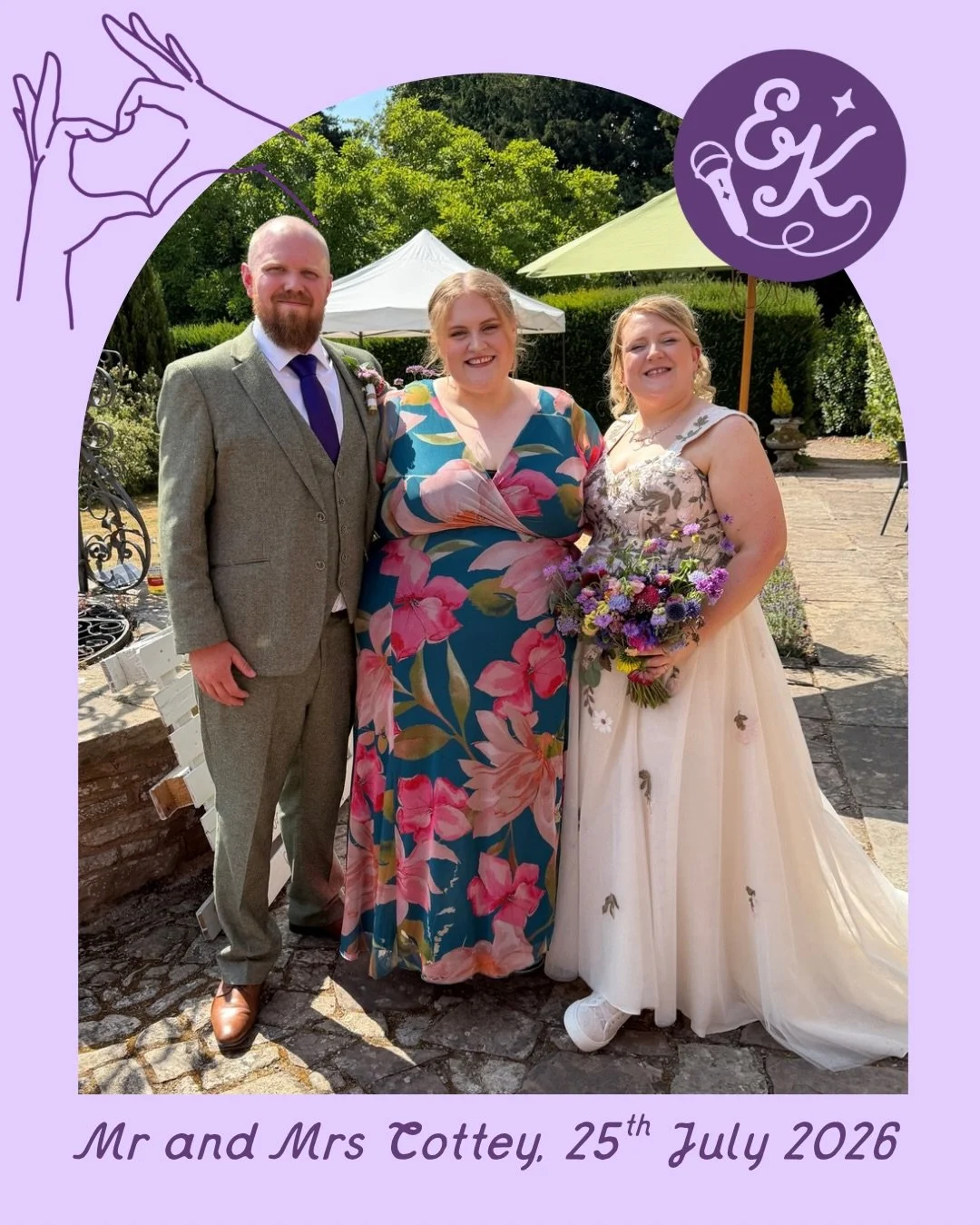 💜 Mr and Mrs Cottey - 25th July 2026 💜

I had the best time singing for Mr and Mrs Cottey at Broadfield Court. I sang for my Shimmer package, which includes the guest arrival, ceremony, drinks reception and wedding breakfast. ✨

This wedding was go