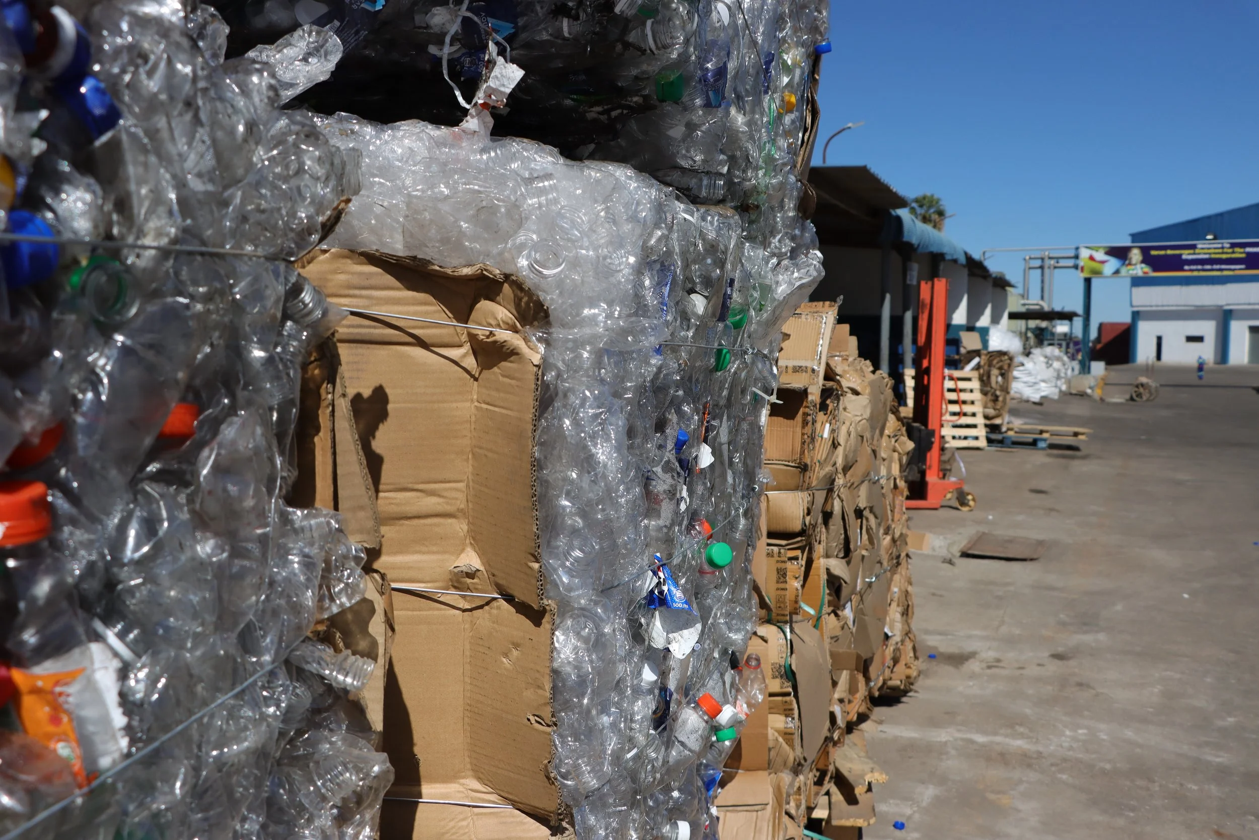 Bales of PET bottles 
