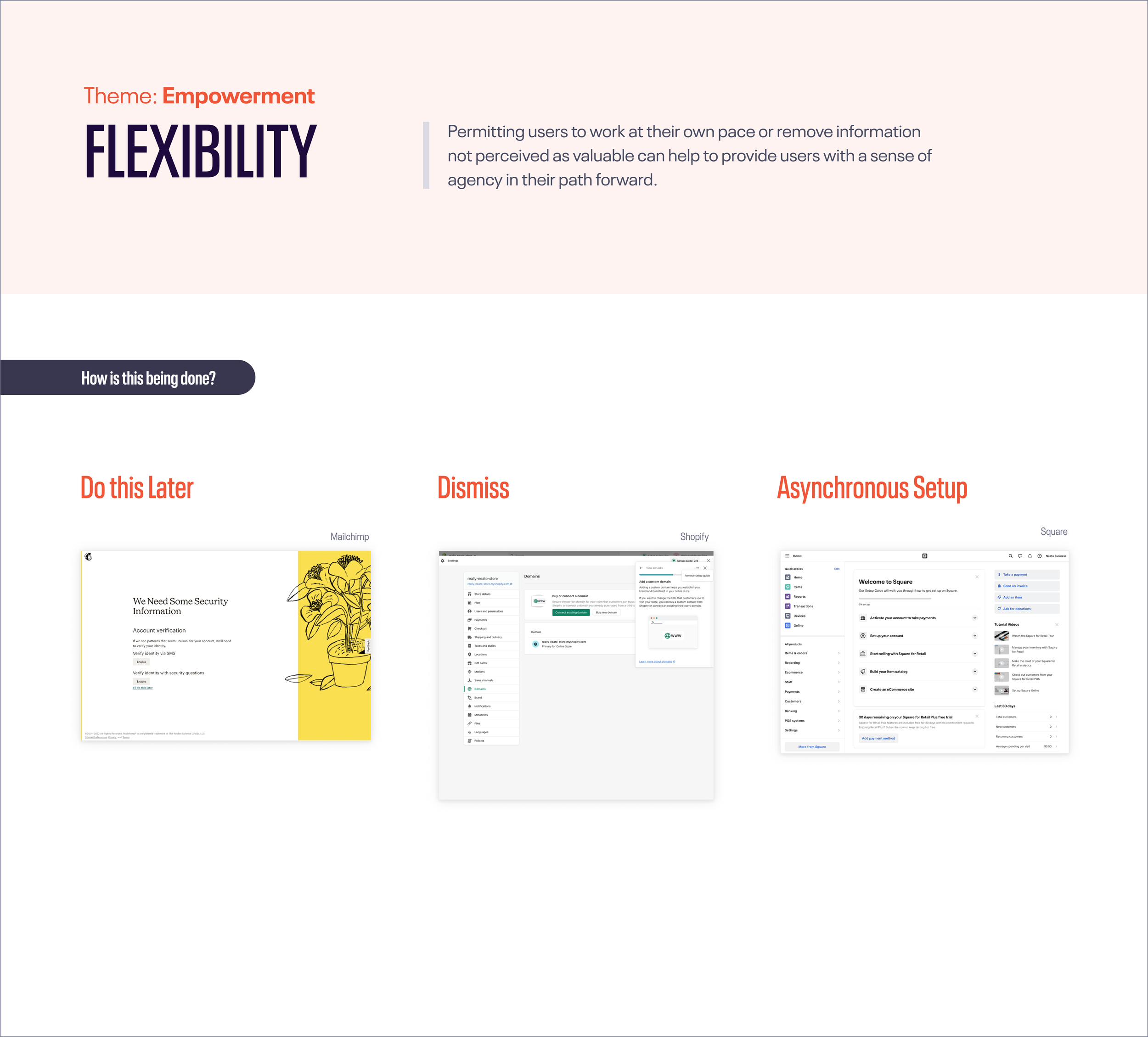 Flexibility theme with screenshots as examples