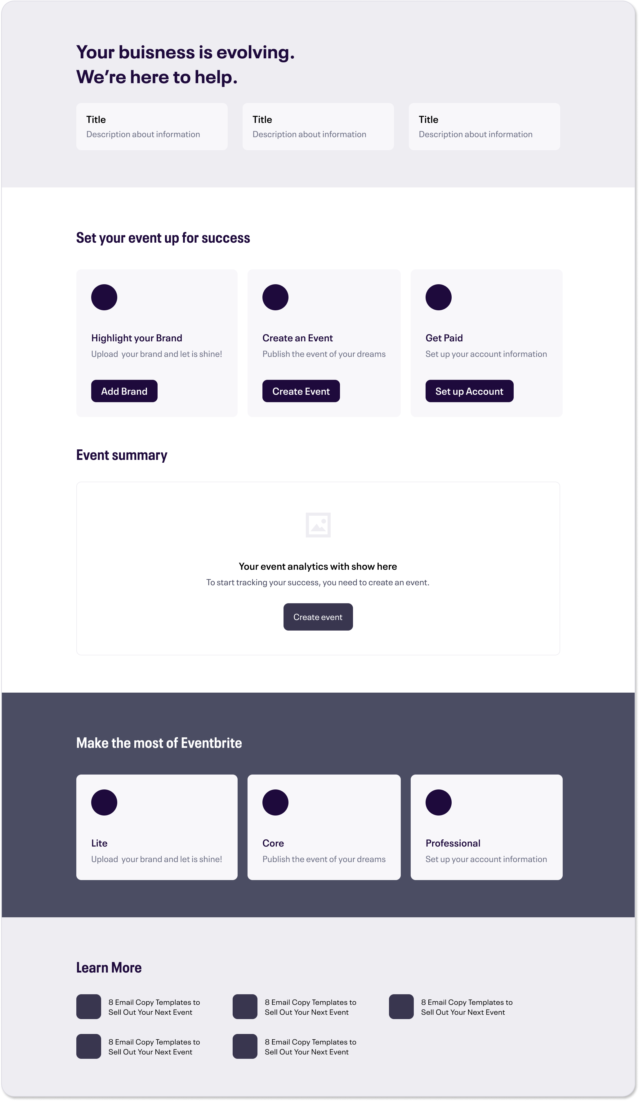 Wireframes with tips in header