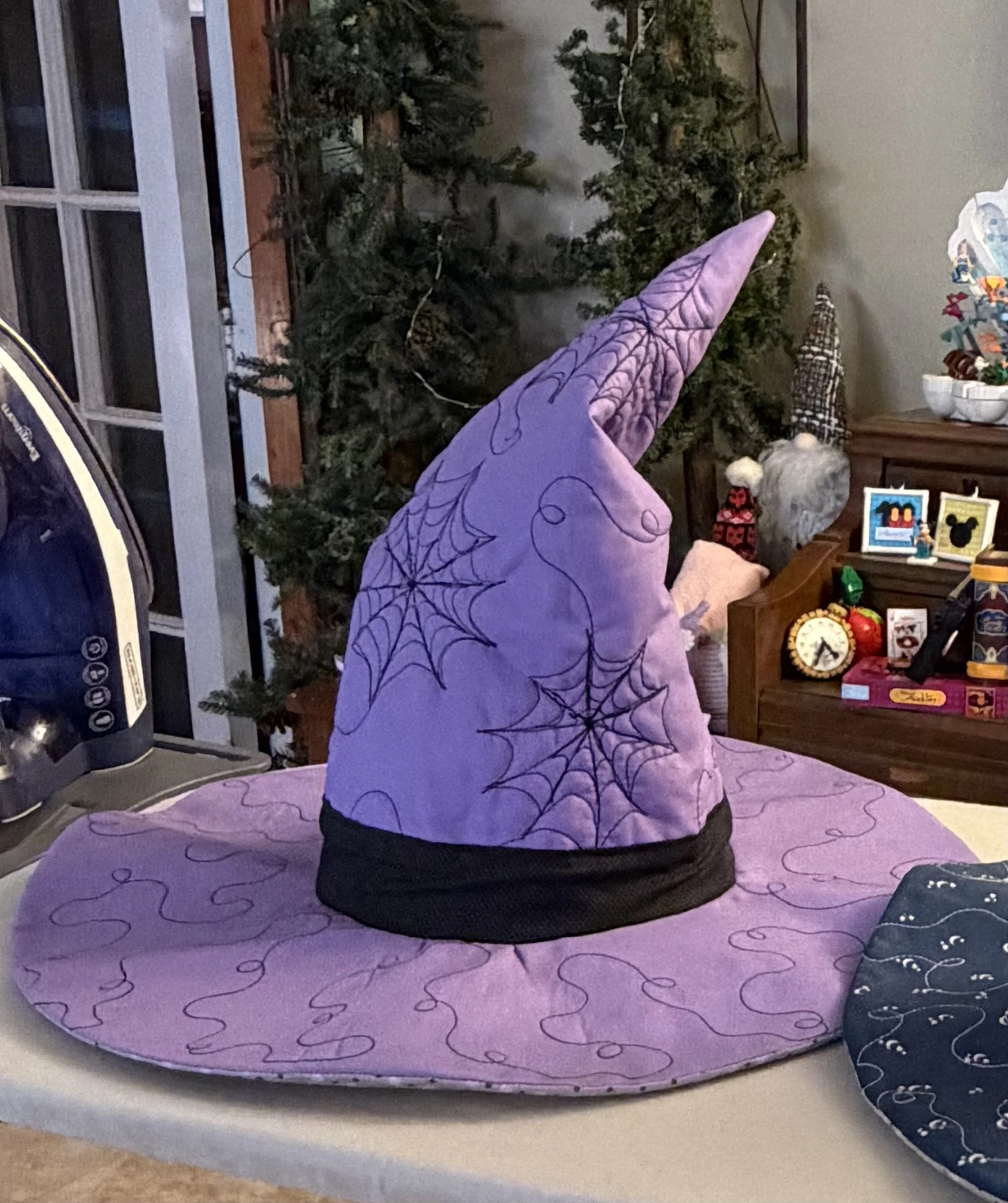 Spiderweb Quilted Witch Hat - Gothic Lavender