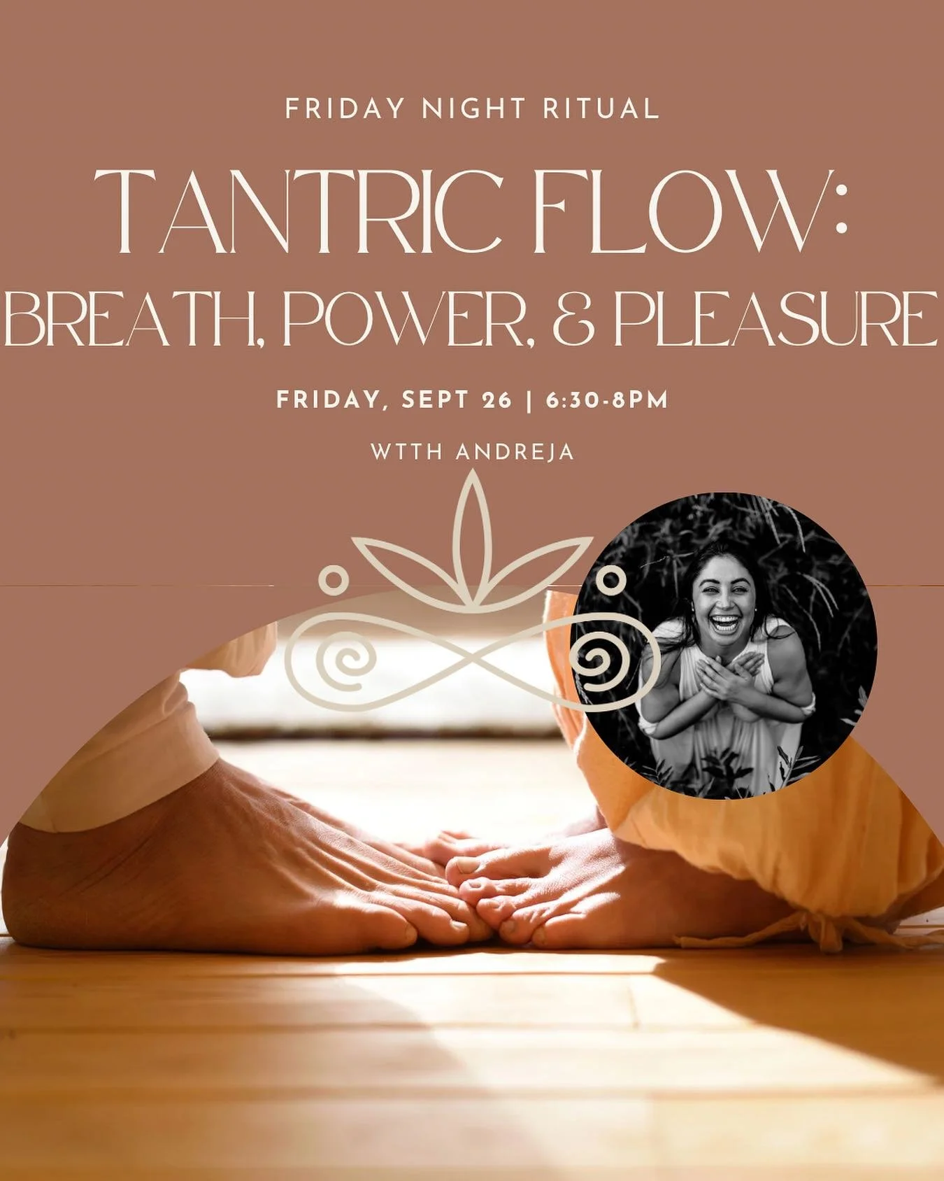 Friday Night Ritual ~ Tantric Flow: Breath, Power, &amp; Pleasure 🥀

Join us tomorrow, Friday, September 26 from 6:30-8pm for an evening with @andrejabourke designed to honor the shift from summer into autumn. This offering blends Tantra, embodiment
