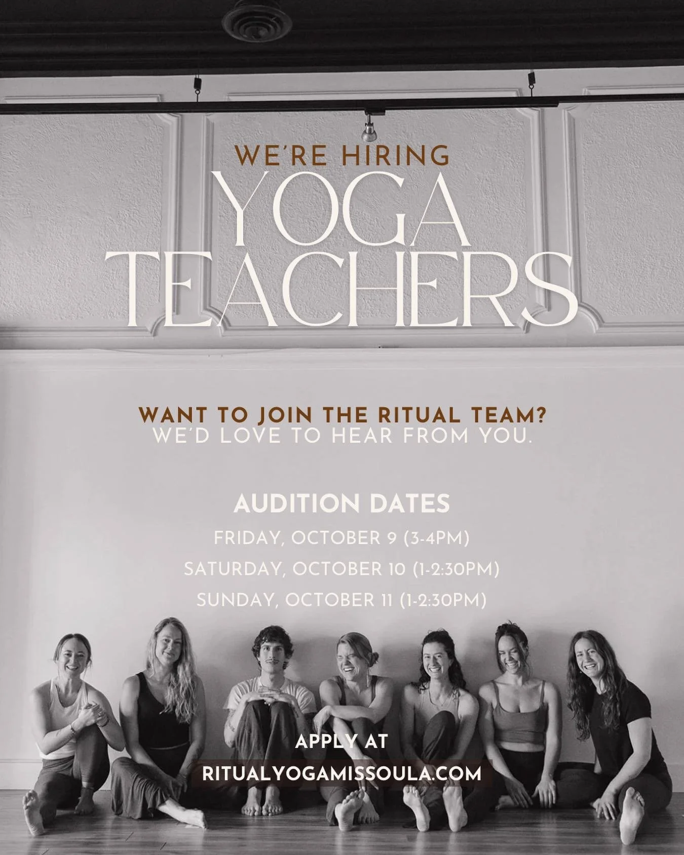 Teacher auditions are back at Ritual! 🤎

For the first time in over a year, we&rsquo;re opening up space for new yoga teachers to join our beautiful team. If you&rsquo;ve been thinking about teaching at Ritual, we&rsquo;d love to hear from you.

Aud
