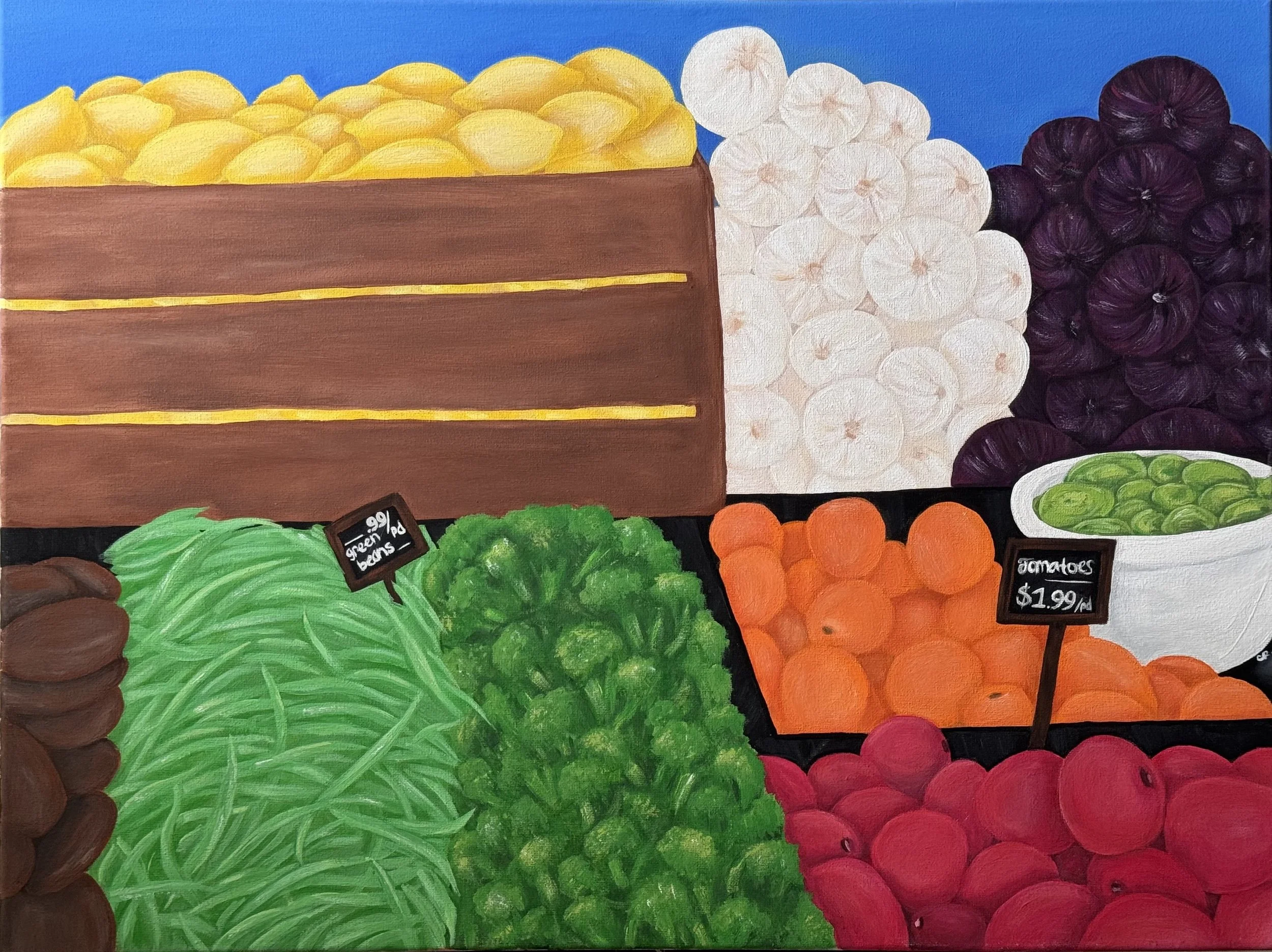 the market acrylic painting