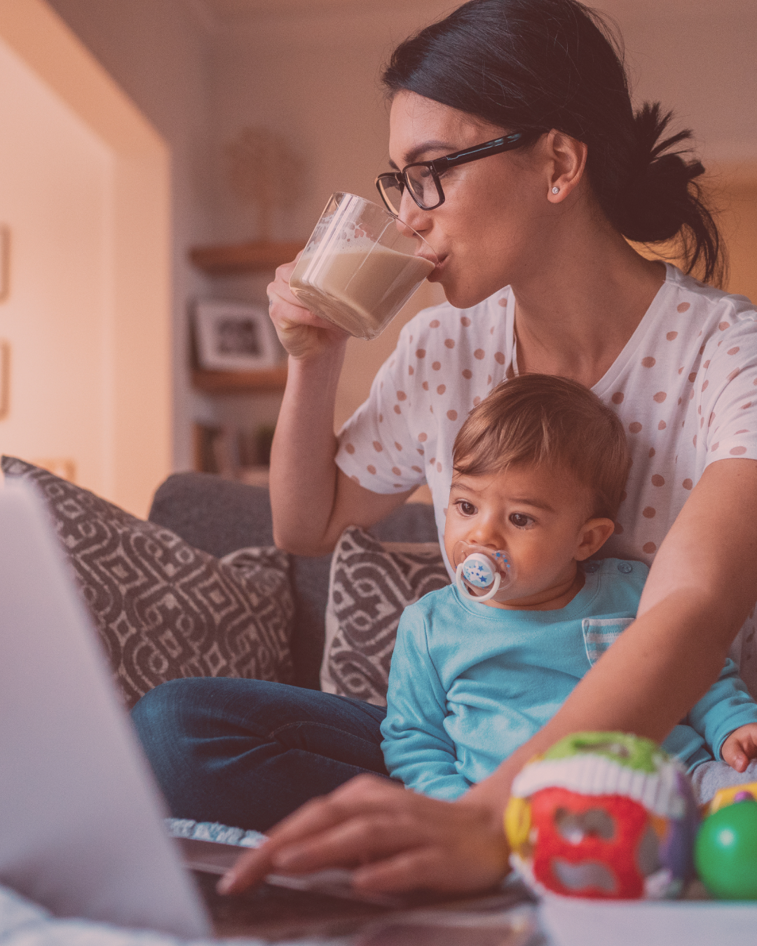 working mom with toddler