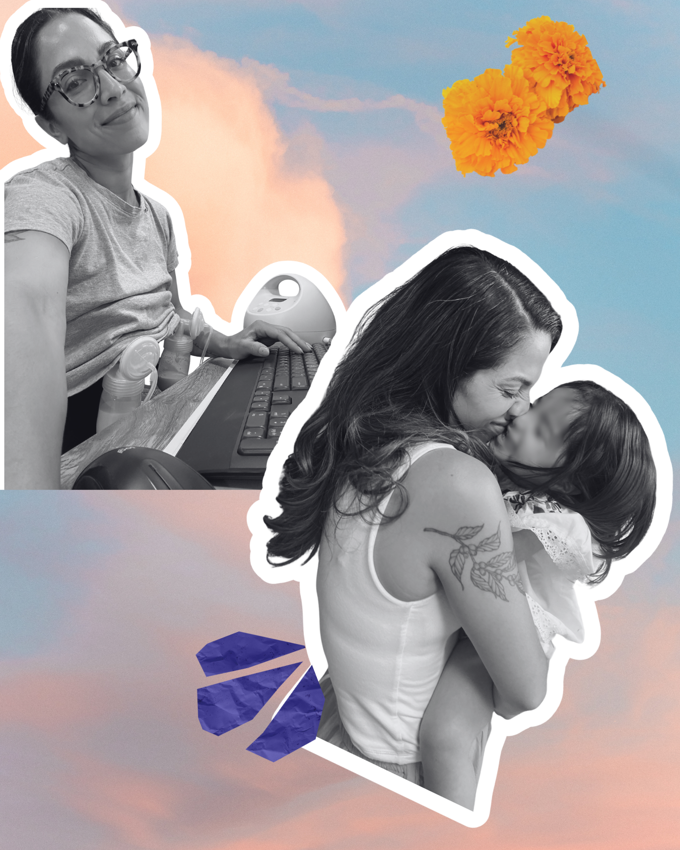 working mother and daughter