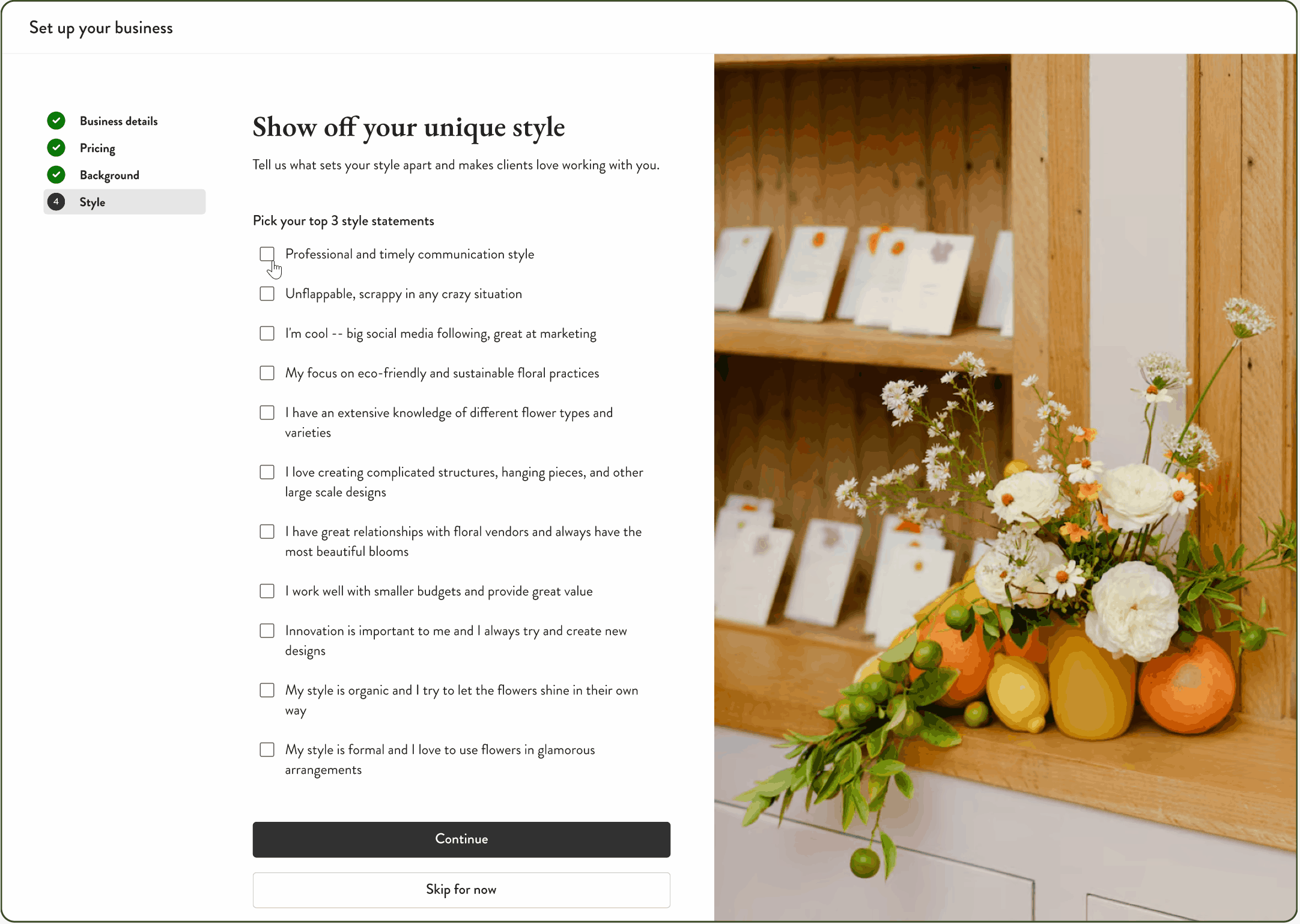 Sign-up unique style