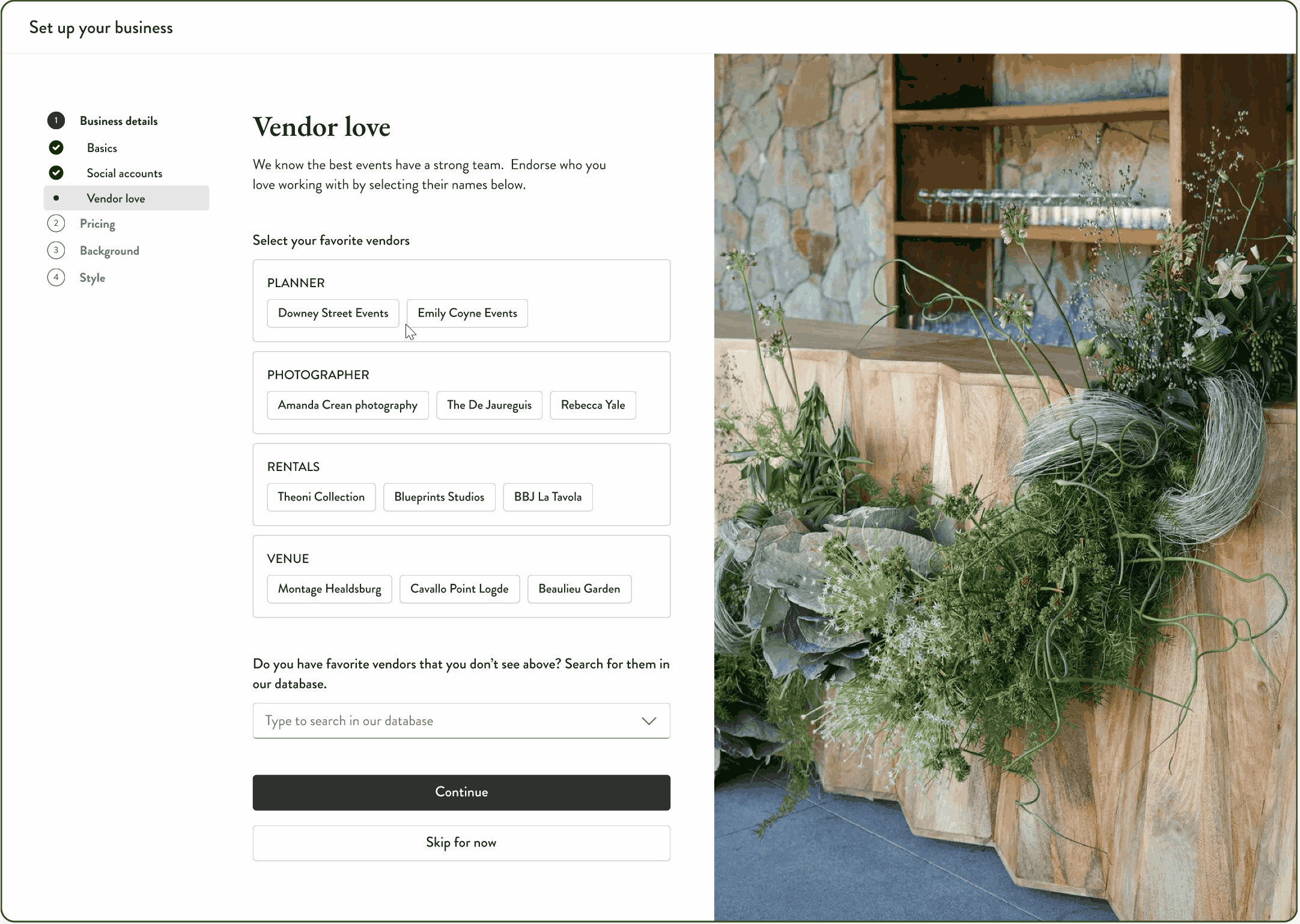 Sign-up vendor love