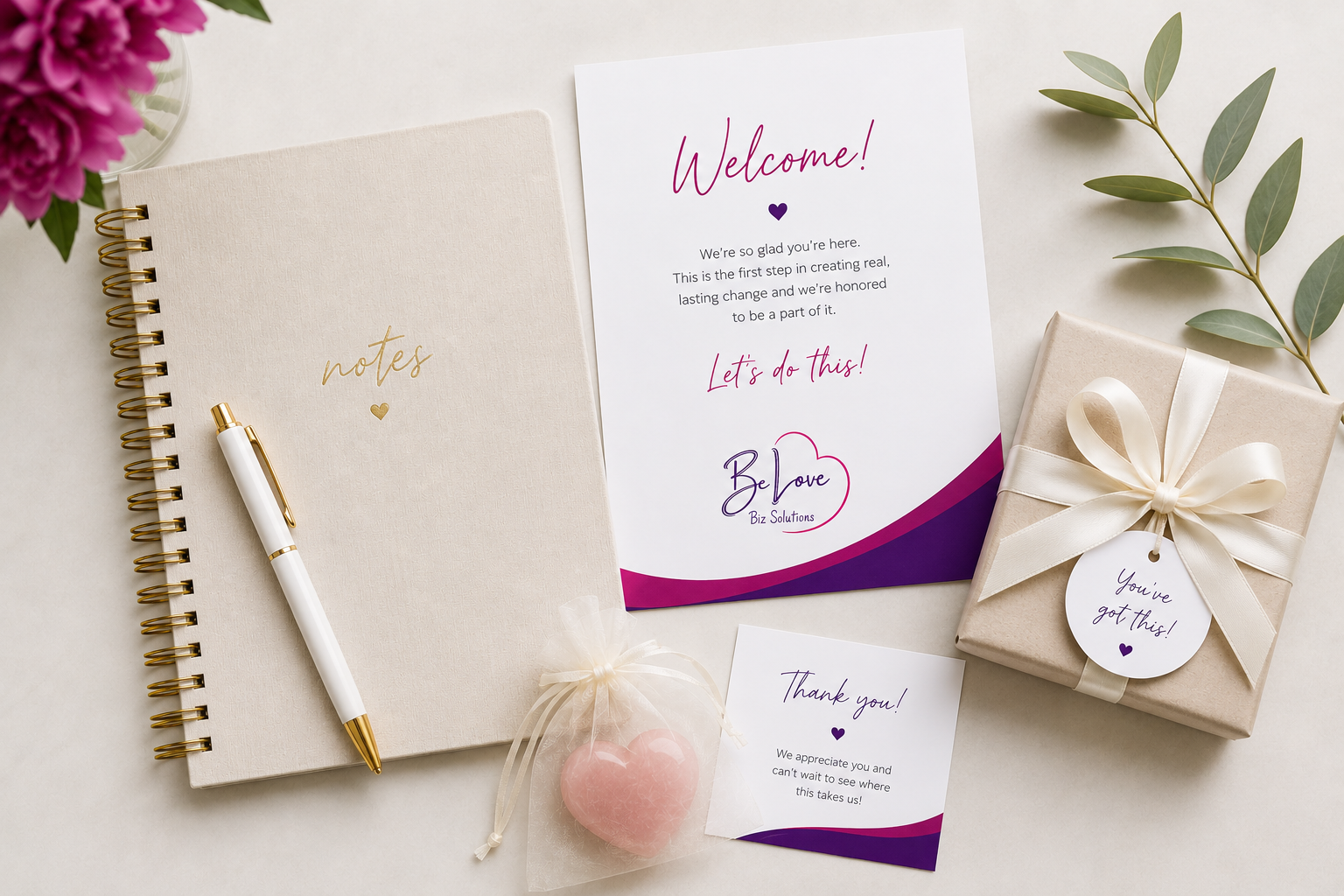 Client onboarding welcome packet for heart-centered business — business growth strategies rooted in kindness and integrity for women entrepreneurs