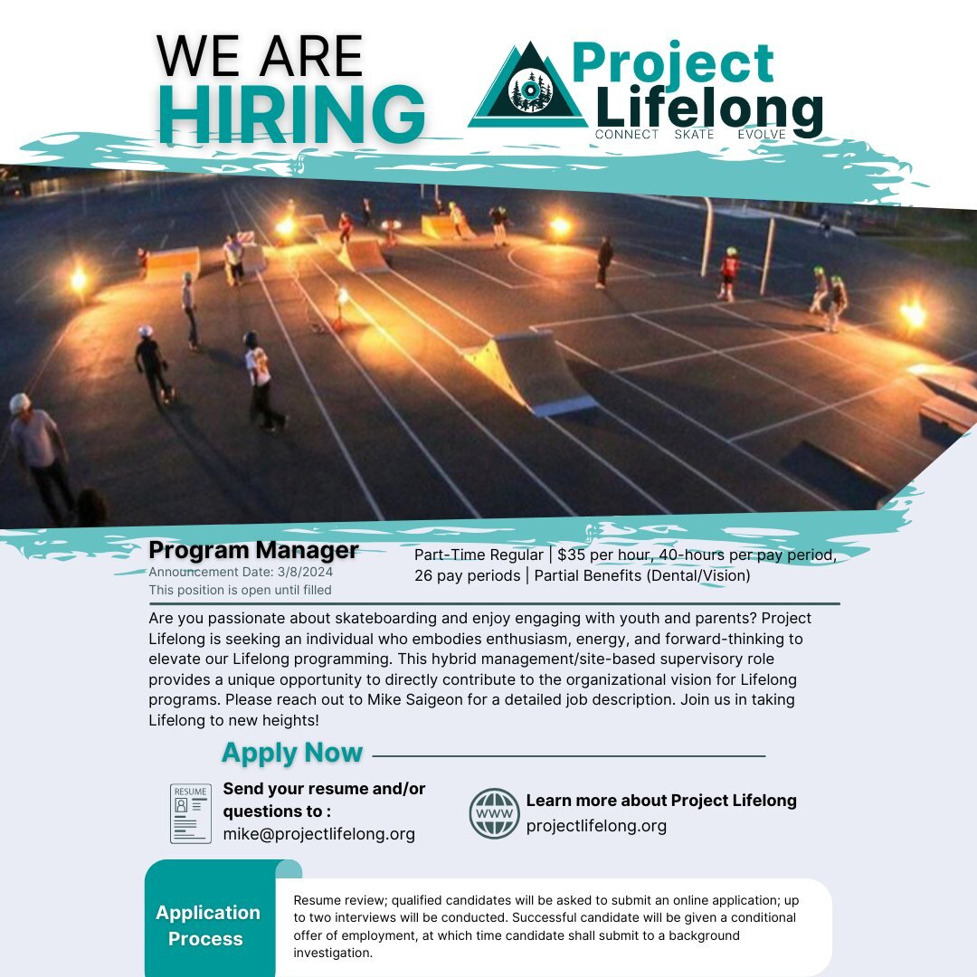 Passionate about skateboarding? Love working with kids? Ready to make a difference? Look no further &ndash; we're hiring! Join us at www.projectlifelong.org and dive into the world of afterschool programming in the Sacramento area. Your opportunity t