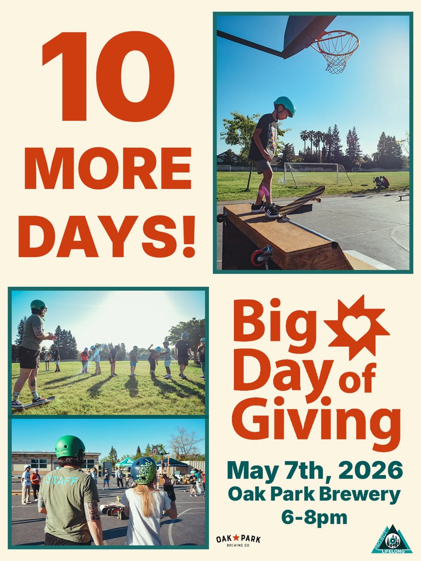 Big Day of Giving is almost here!! 🛹

Your support creates real impact for local youth by providing access to skateboarding, creative outlets, and a strong, supportive community.

May 7th, 2026 from 6-8pm at Oak Park Brewery! Games, raffles, prizes,