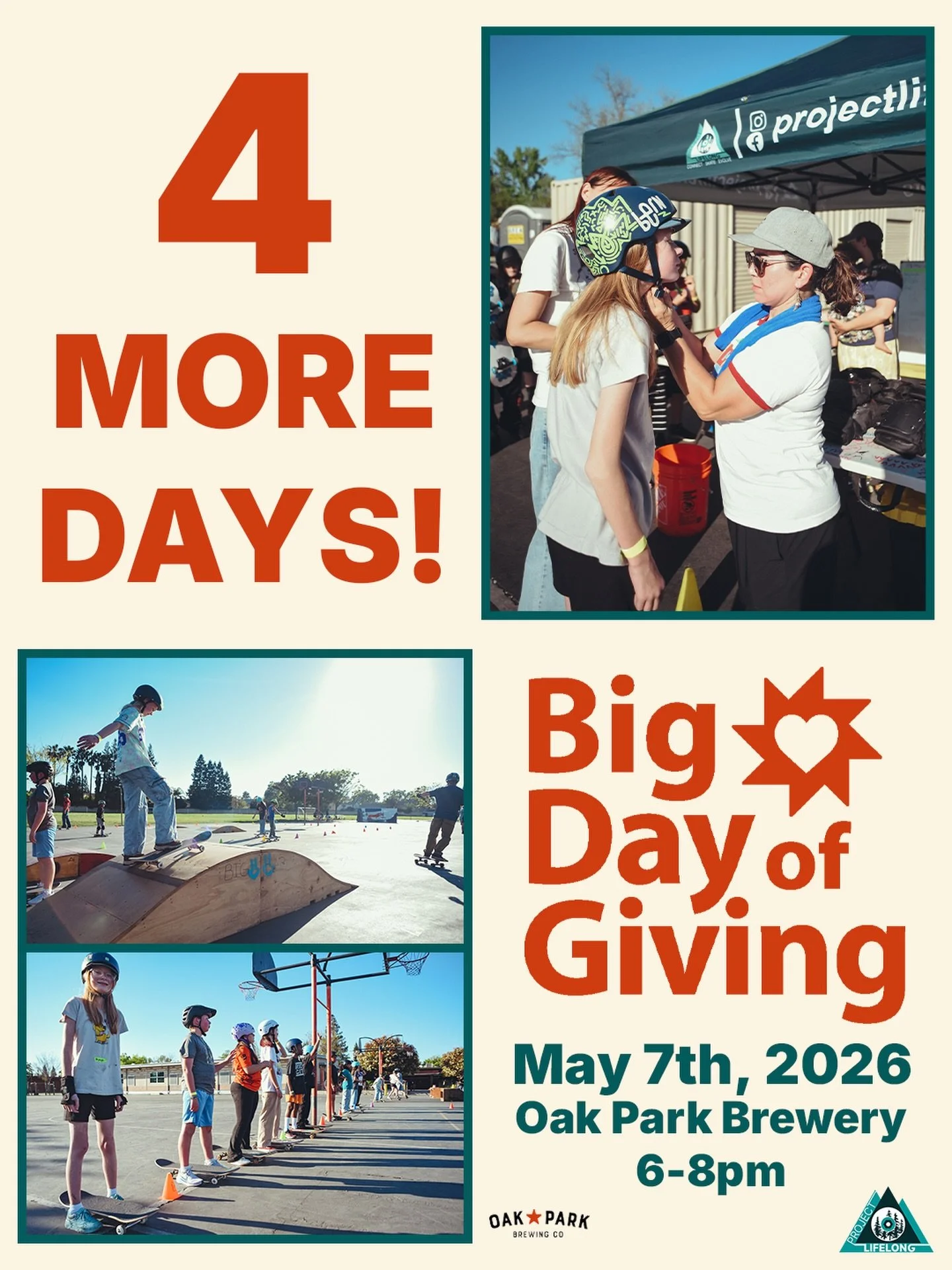 4 DAYS TO GO! We are so excited for our biggest fundraiser of the year! 🛹🙌

Join us Thursday, May 7th at Oak Park Brewery for Project Lifelong&rsquo;s Big Day of Giving event! This is more than a fundraiser, it&rsquo;s a chance to bring our communi