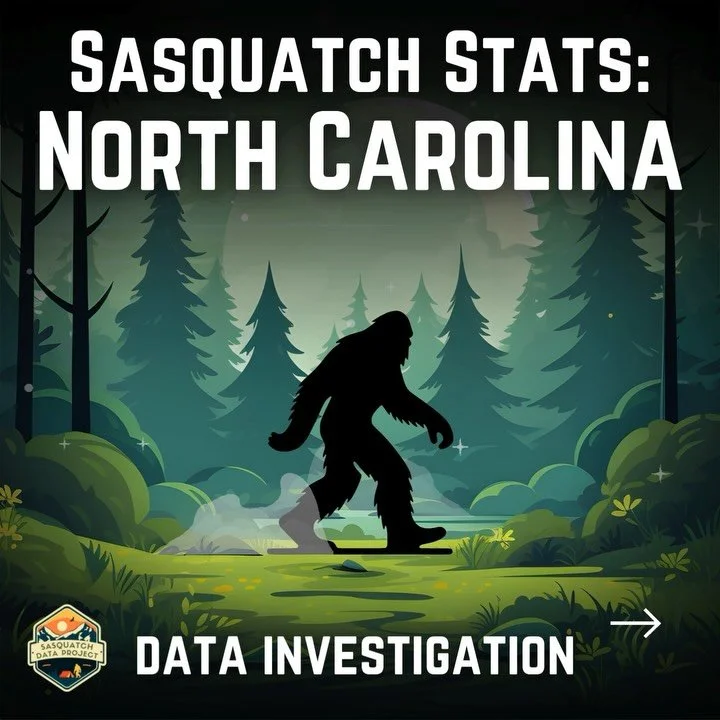 The North Carolina BFRO reports have been in the SDP dataset for a while, but I realized I never posted the state stats! So, here&rsquo;s a rundown of sasquatch witness reports from the Tar Heel State 🌿👣✨ This is the first state I&rsquo;ve come acr