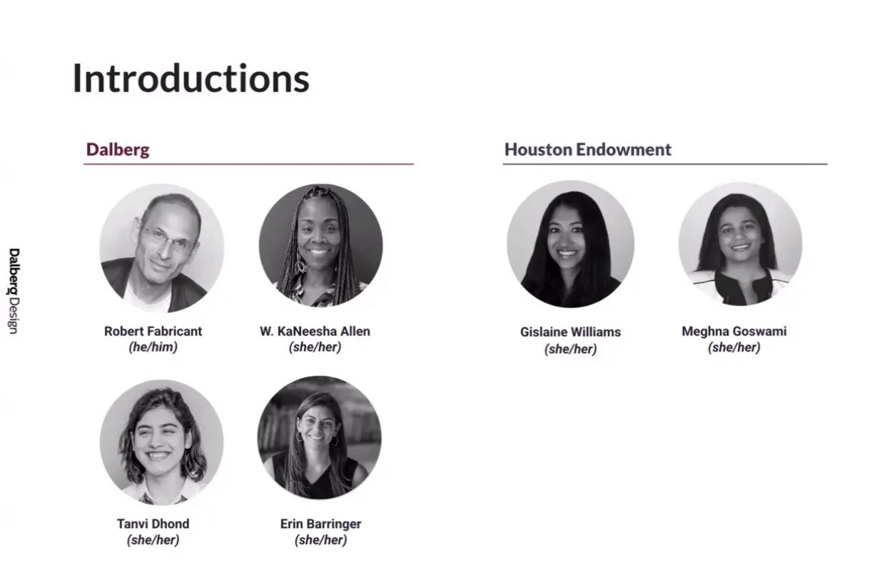 Headshots of the Dahlberg research team and Houston Endowment team.