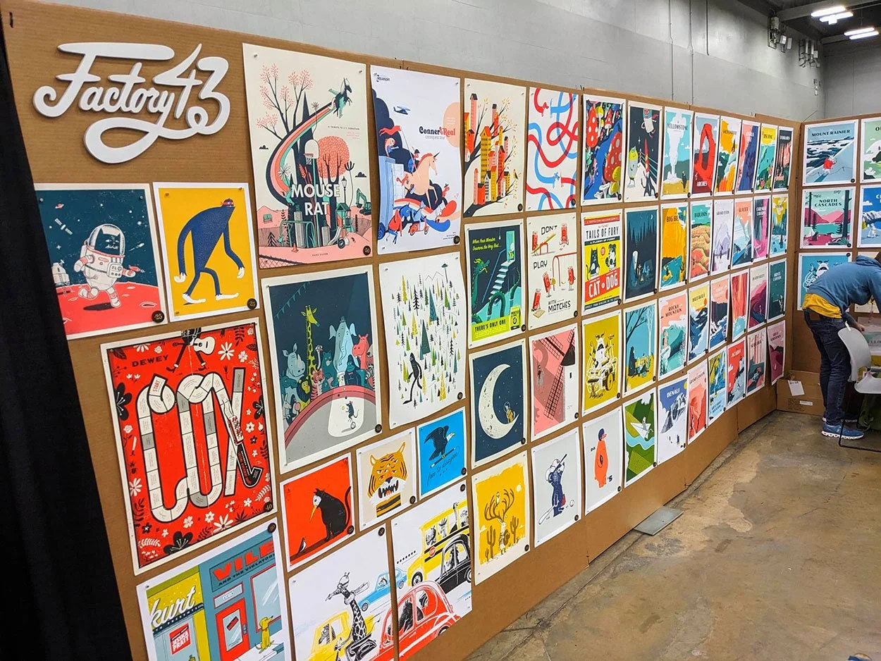 Prints from Factory 43 at Flatstock print show.