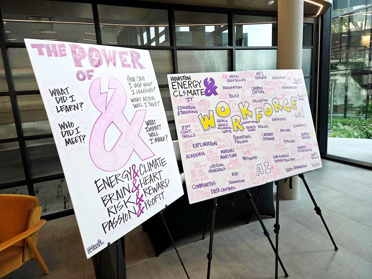 Large scale Graphic Recording by Peter Durand for the Houston Climate & Energy Week session on the future of the Energy Workforce.