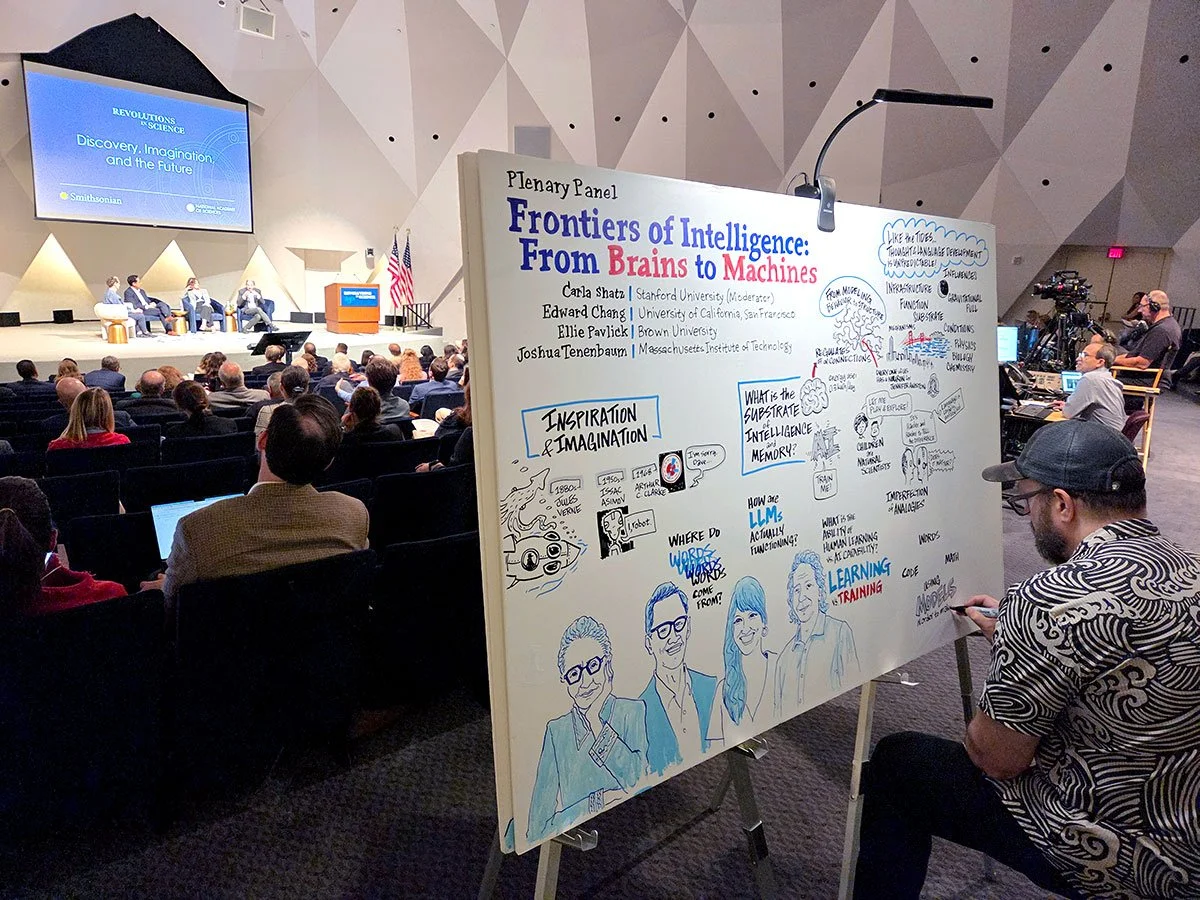Inside the National Academy of Sciences' 250th symposium: Nobel laureates, big ideas, and the graphic recording work that helped carry them out of the room.
