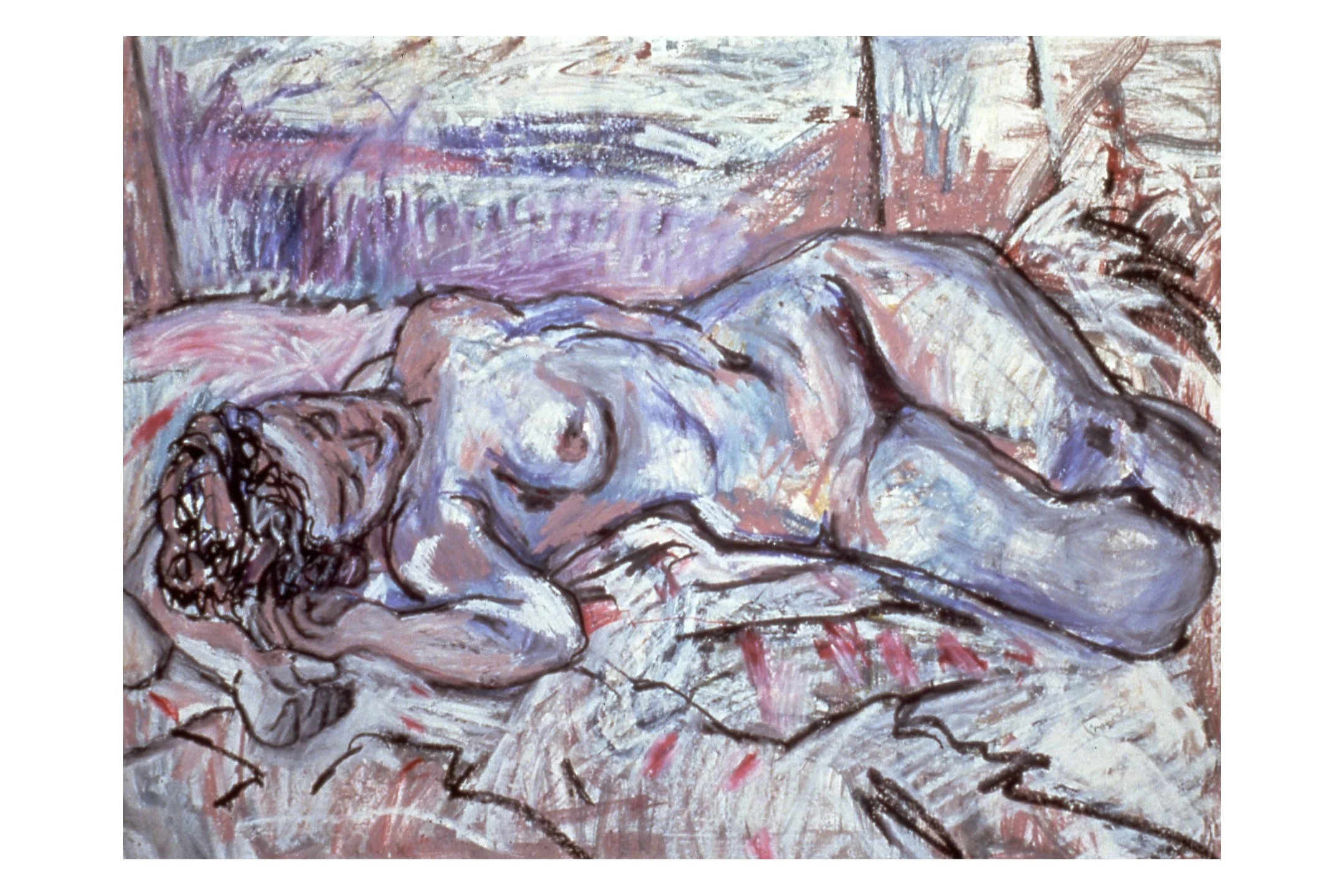 The Dream, oil stick and monoprint, 38"h x 50"w